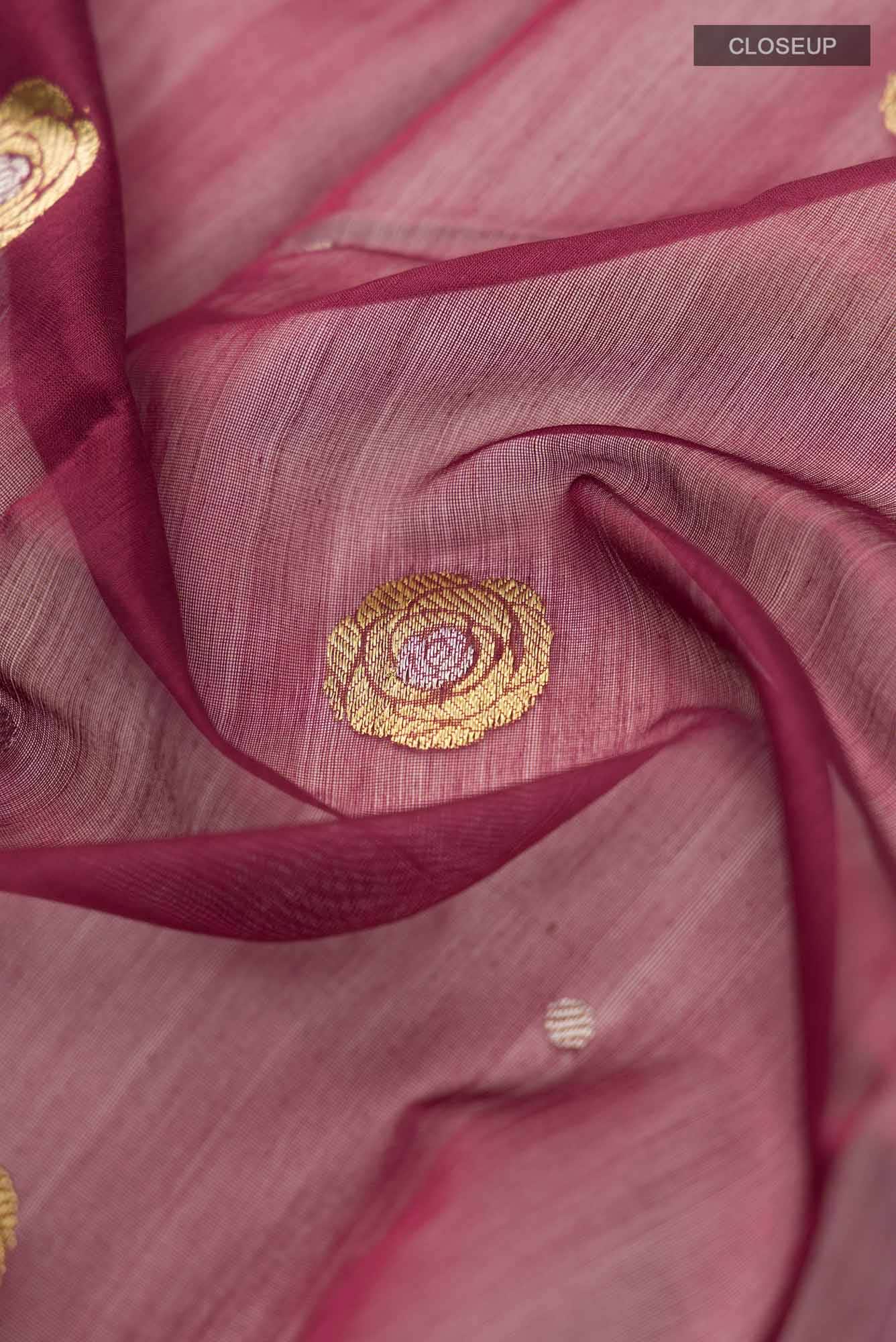 Navya  Maroon Chanderi Silk Cotton Saree