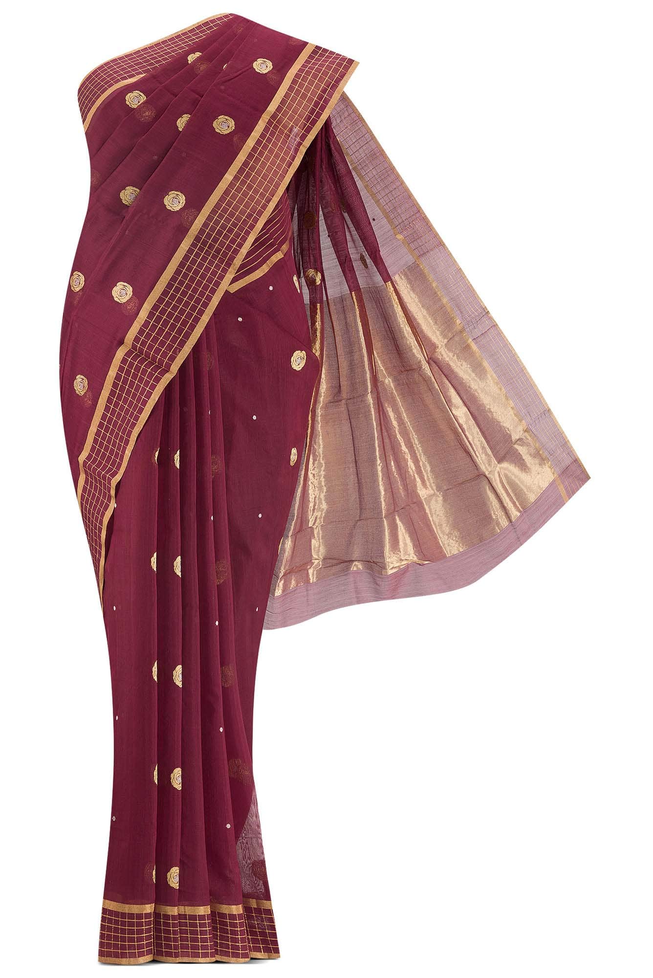 Navya  Maroon Chanderi Silk Cotton Saree