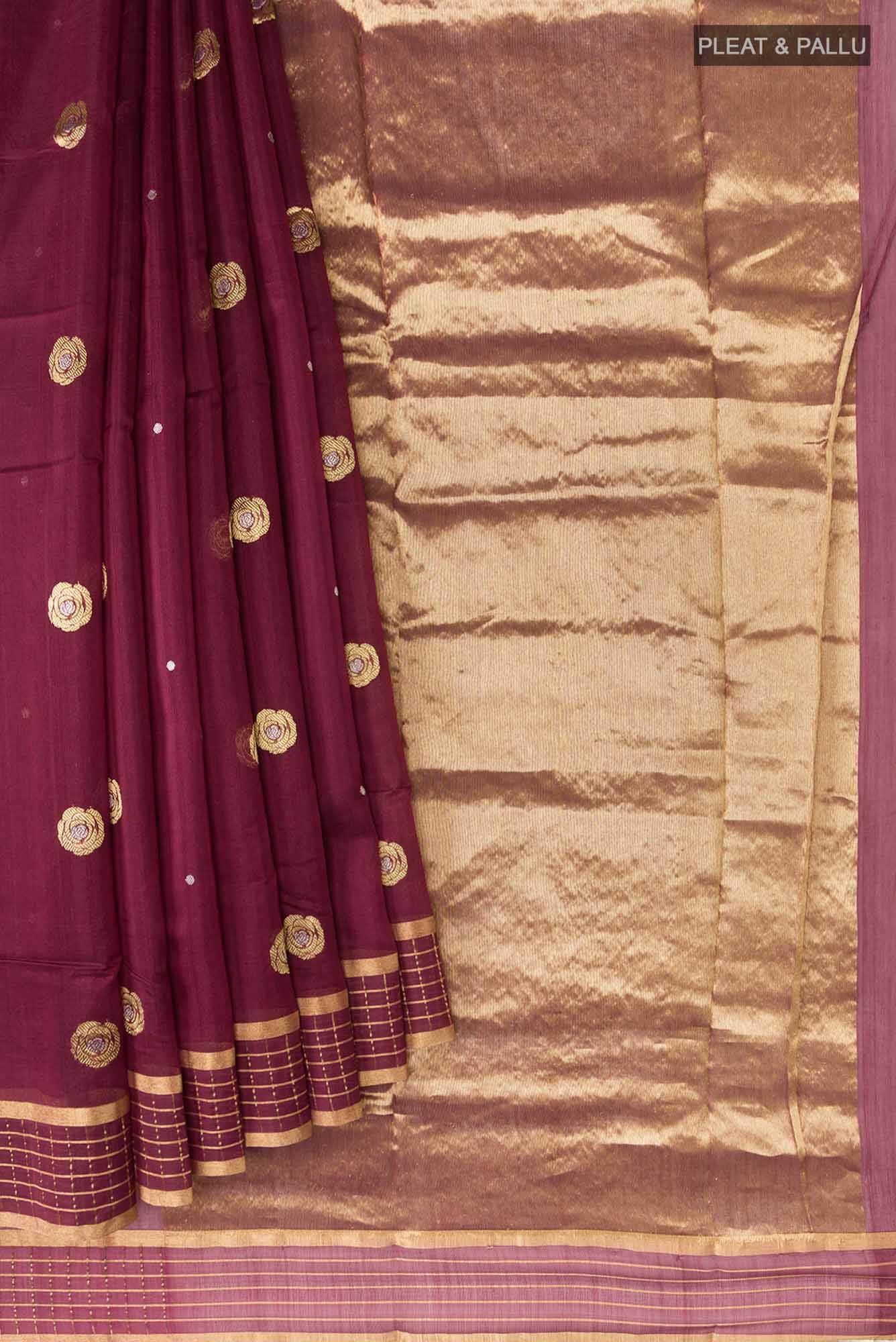 Navya  Maroon Chanderi Silk Cotton Saree