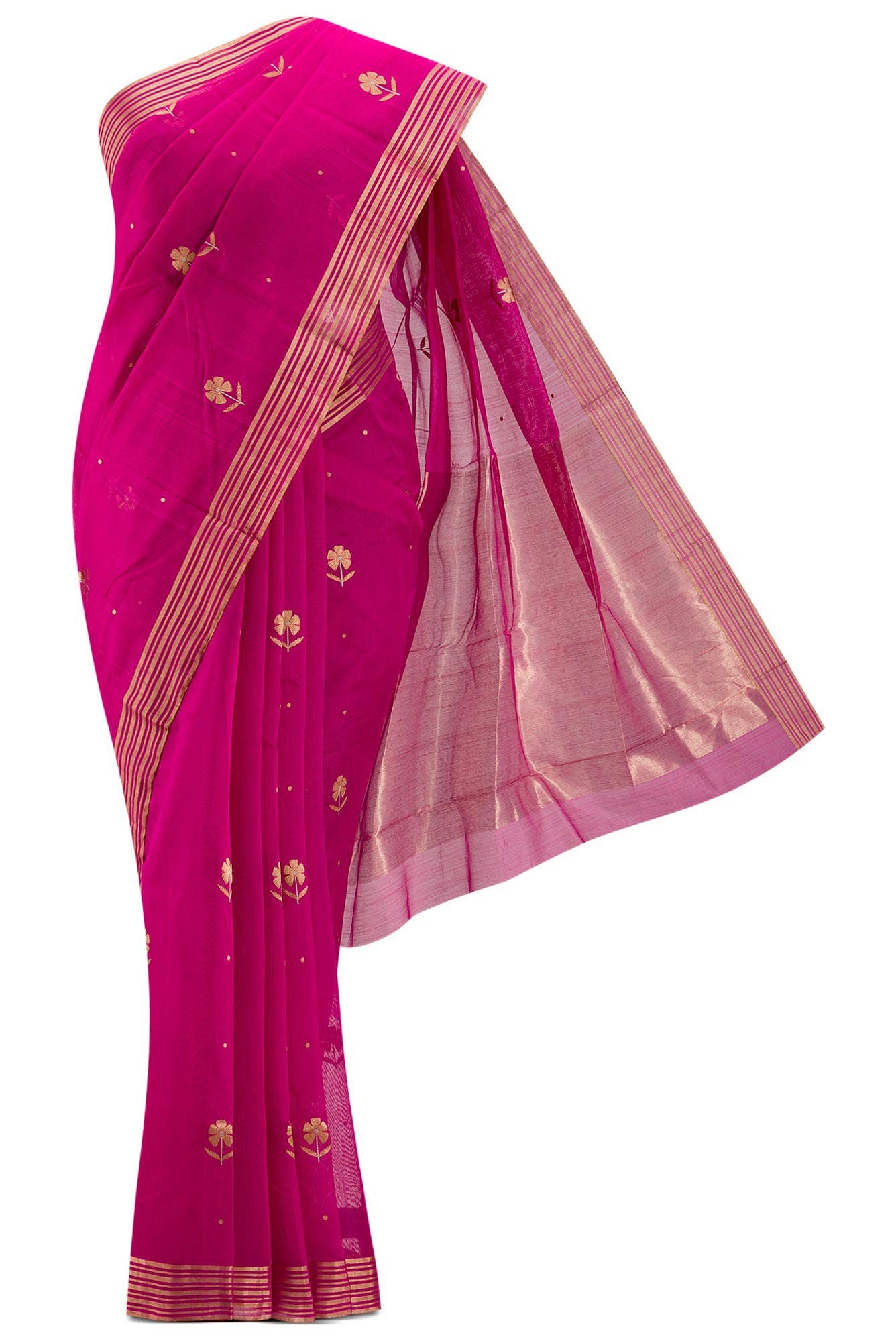 Navya  Rani Pink Chanderi Silk Cotton Saree