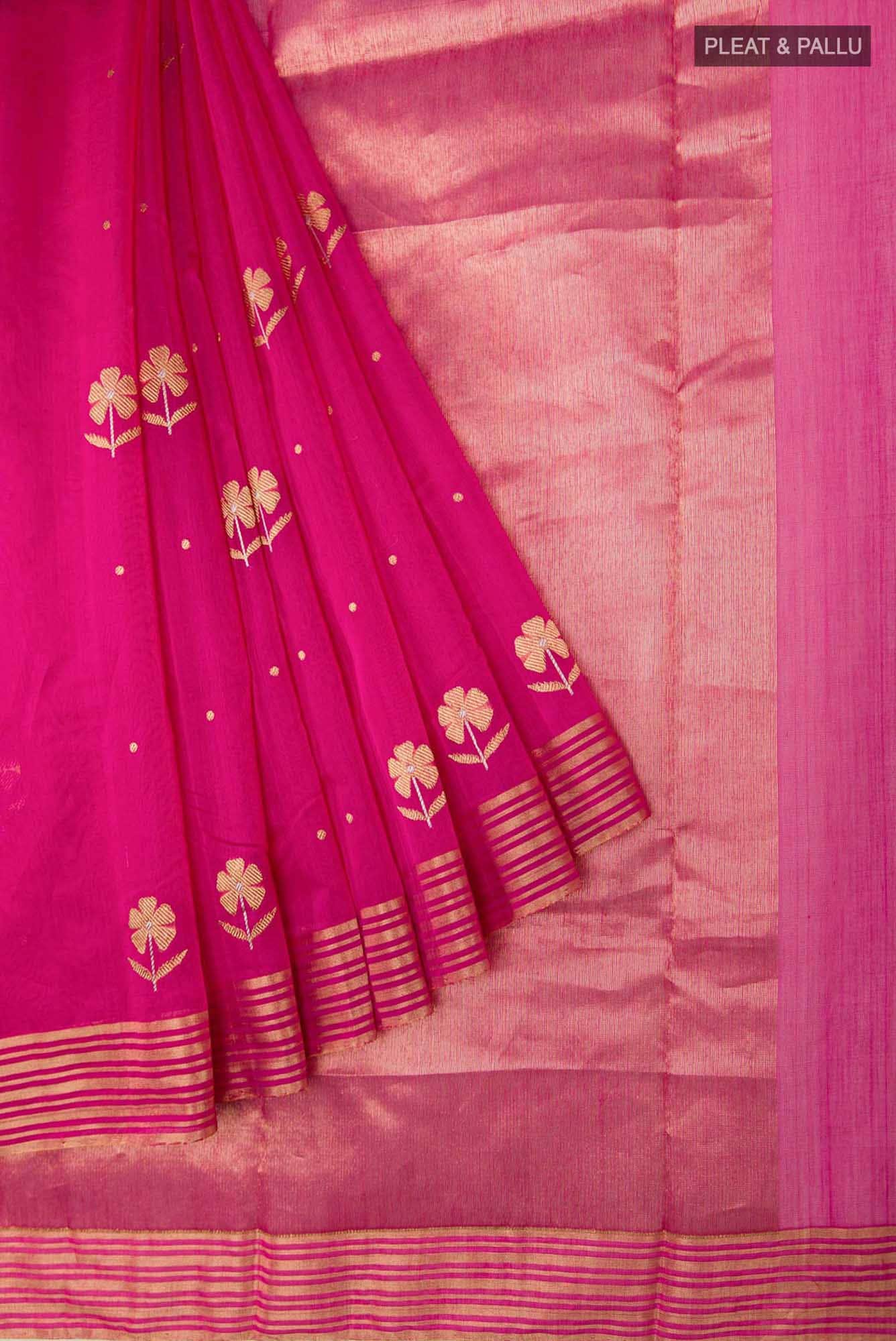 Navya  Rani Pink Chanderi Silk Cotton Saree