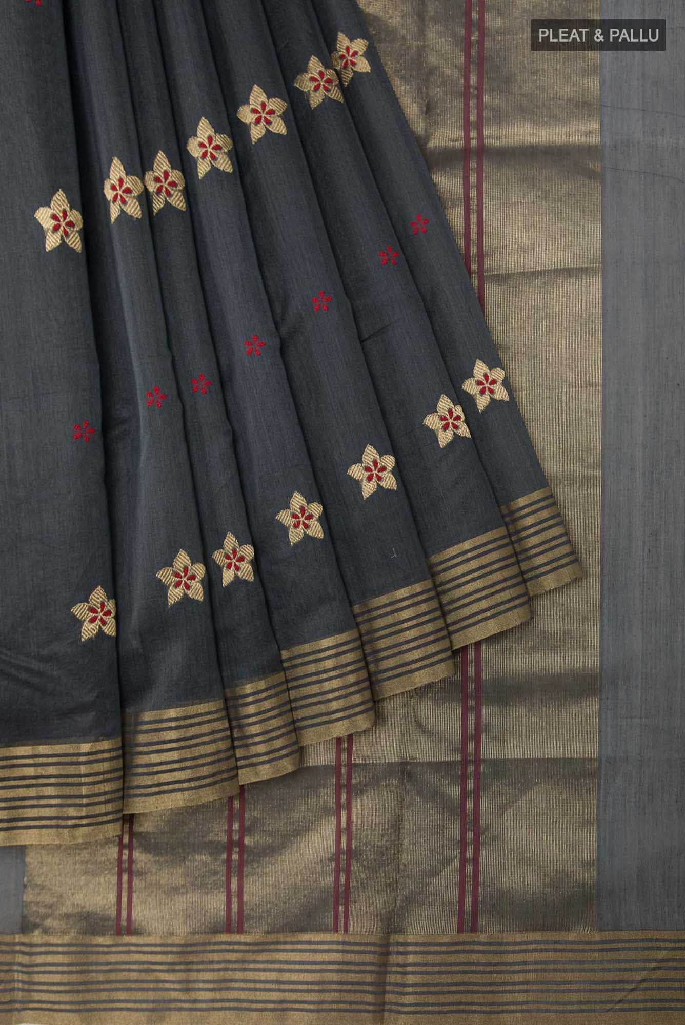 Navya Grey Chanderi Silk Cotton Saree