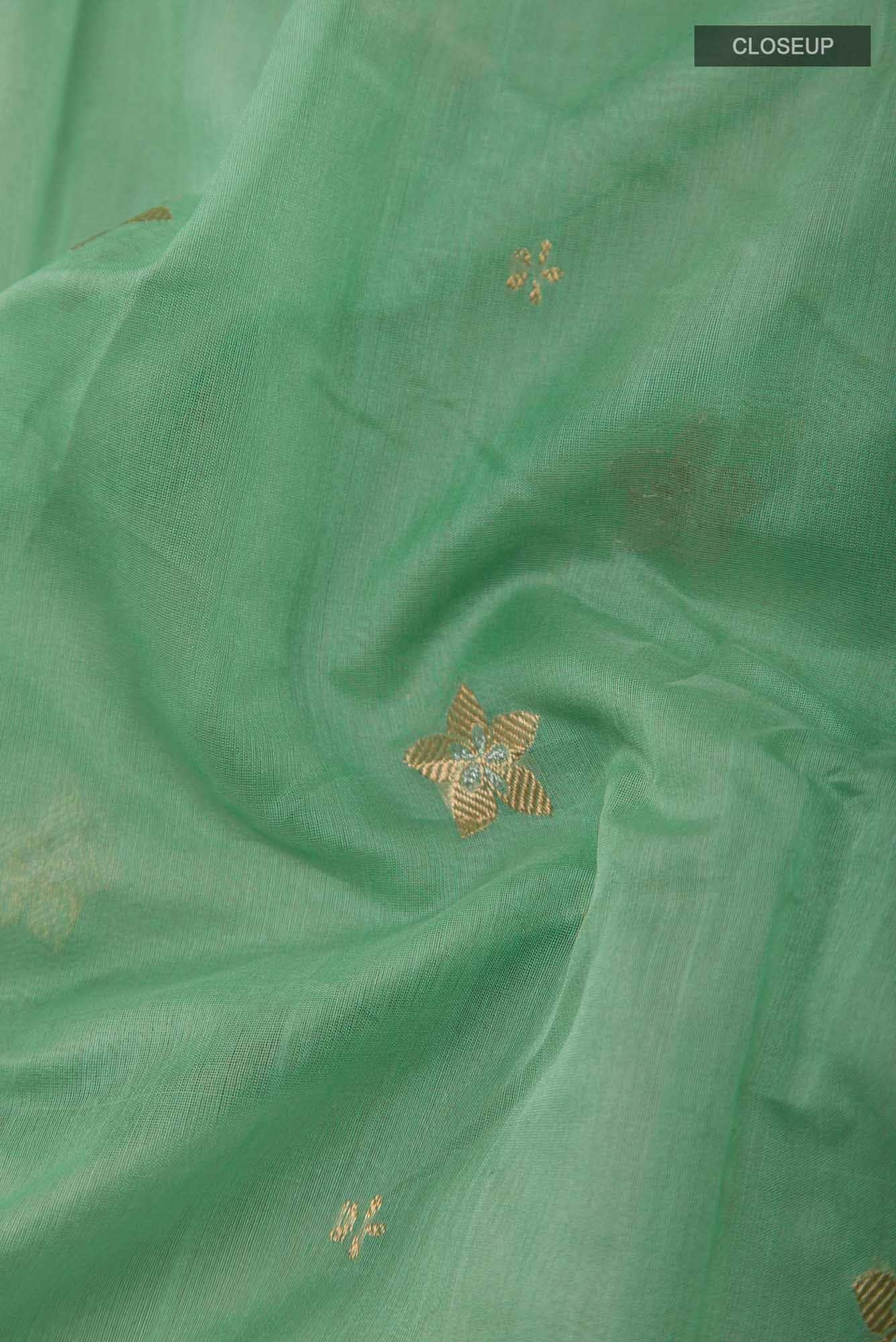 Navya  Green Chanderi Silk Cotton Saree