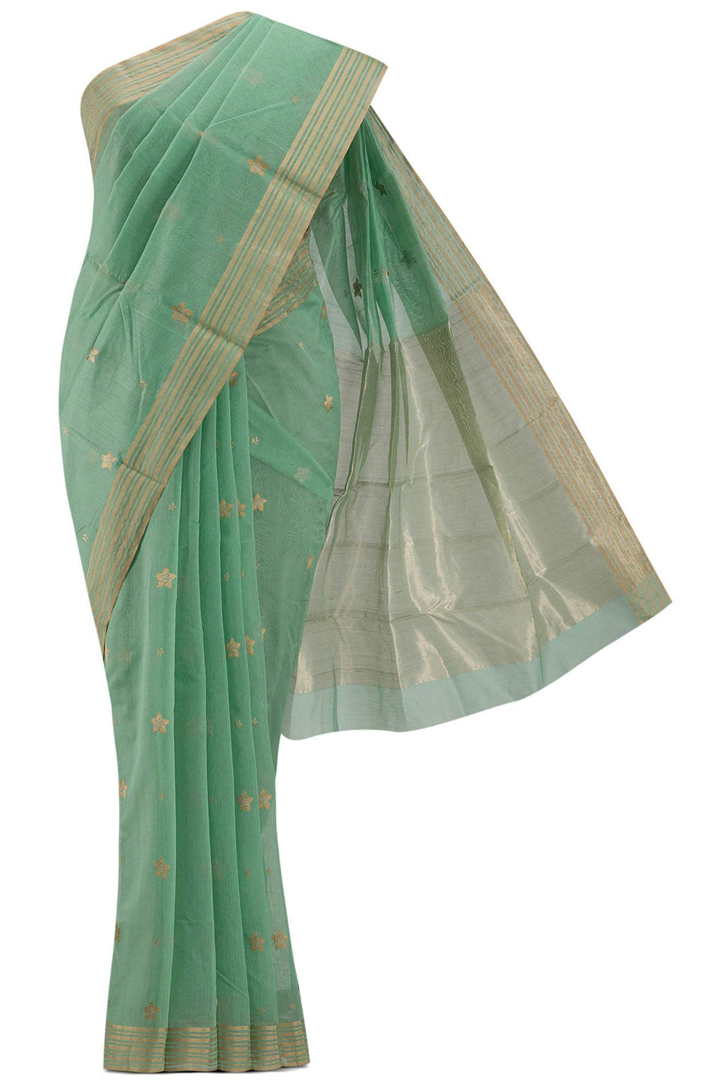Navya  Green Chanderi Silk Cotton Saree
