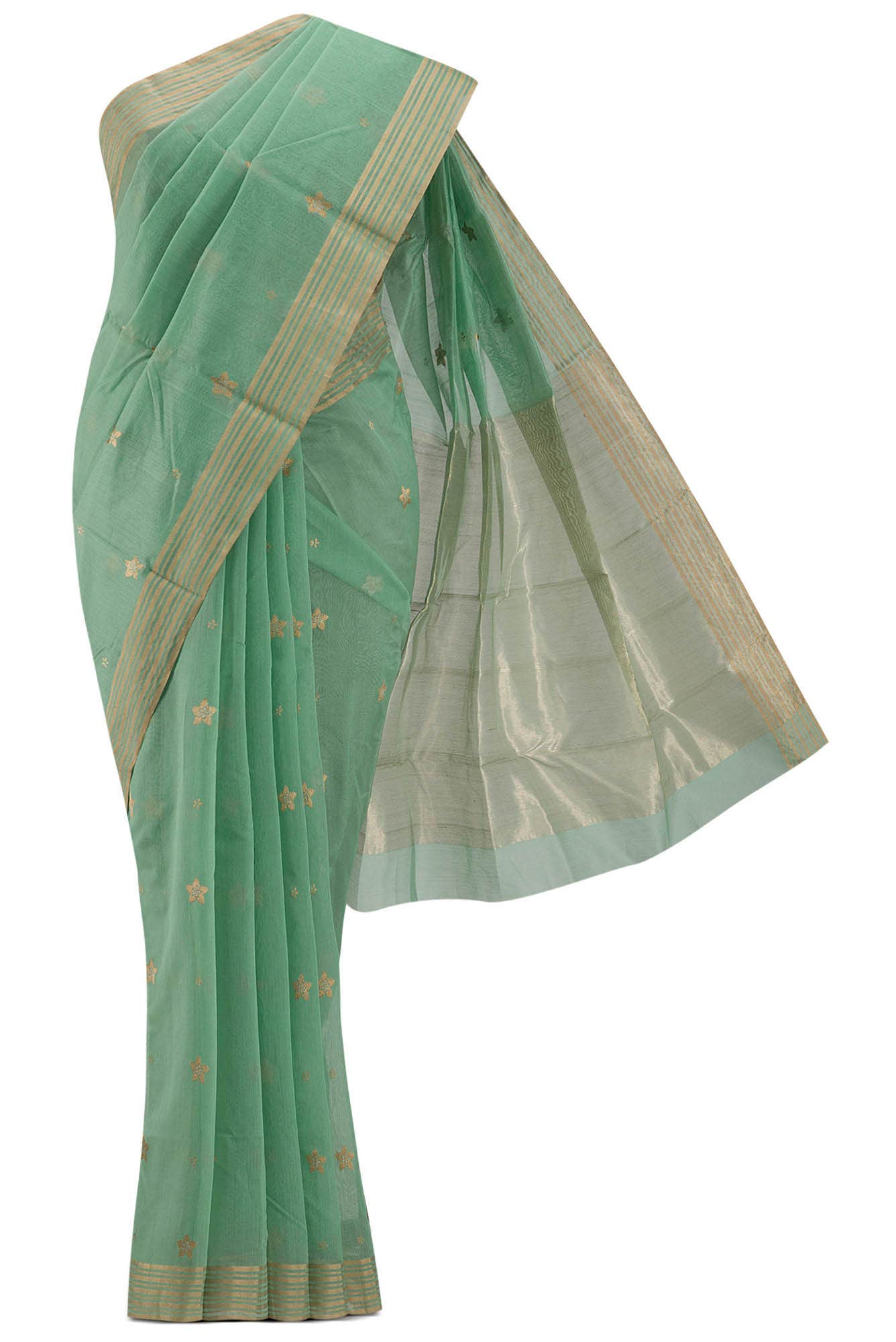 Navya  Green Chanderi Silk Cotton Saree
