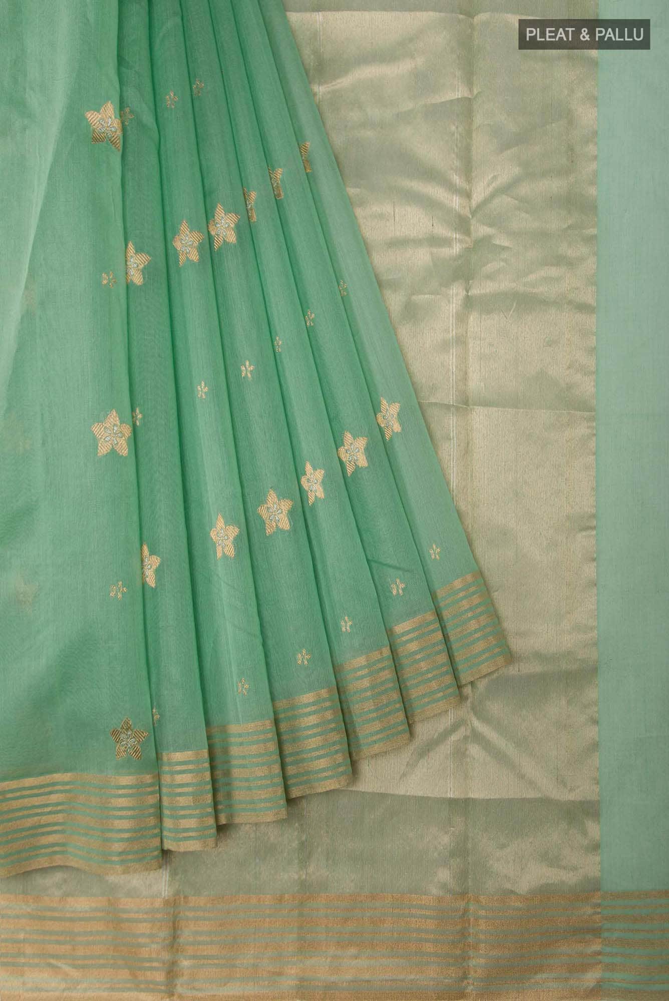 Navya  Green Chanderi Silk Cotton Saree