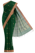Navya  Bottle Green Chanderi Silk Cotton Saree