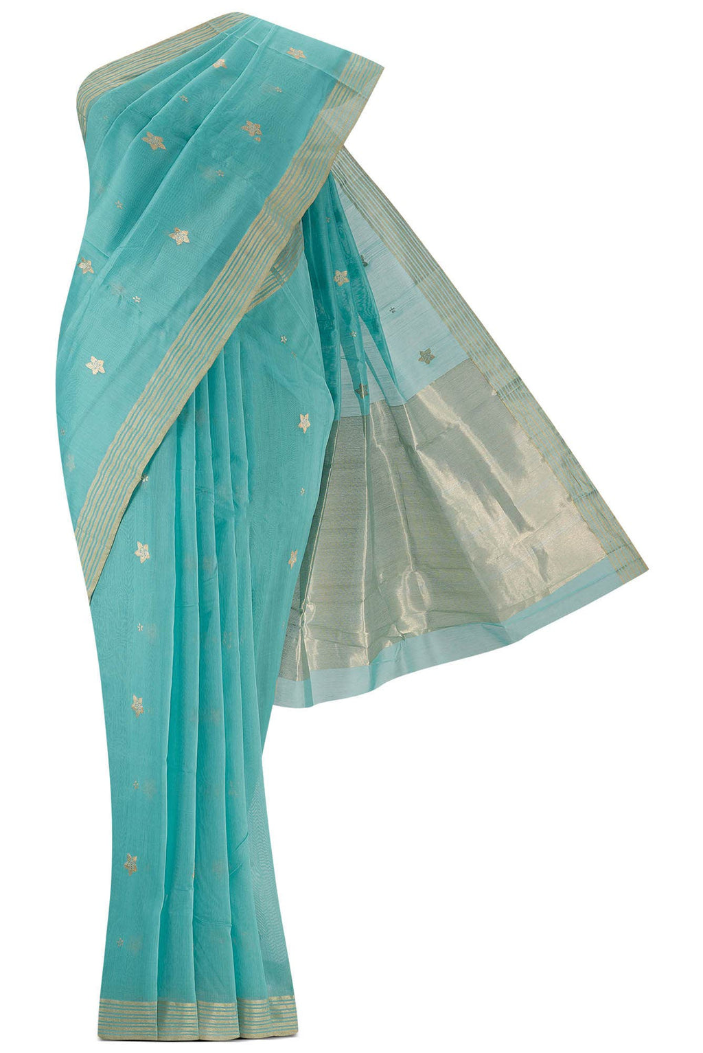 Navya  Green Chanderi Silk Cotton Saree