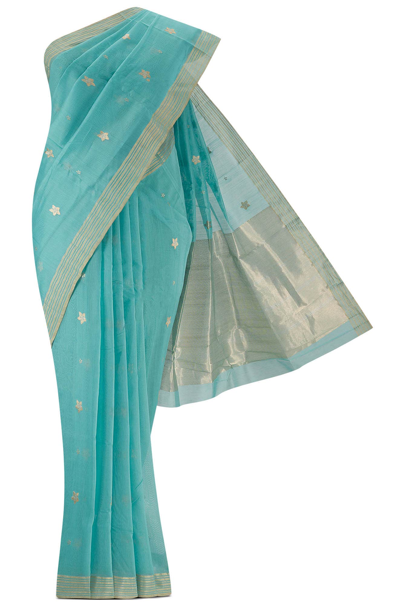 Navya  Green Chanderi Silk Cotton Saree