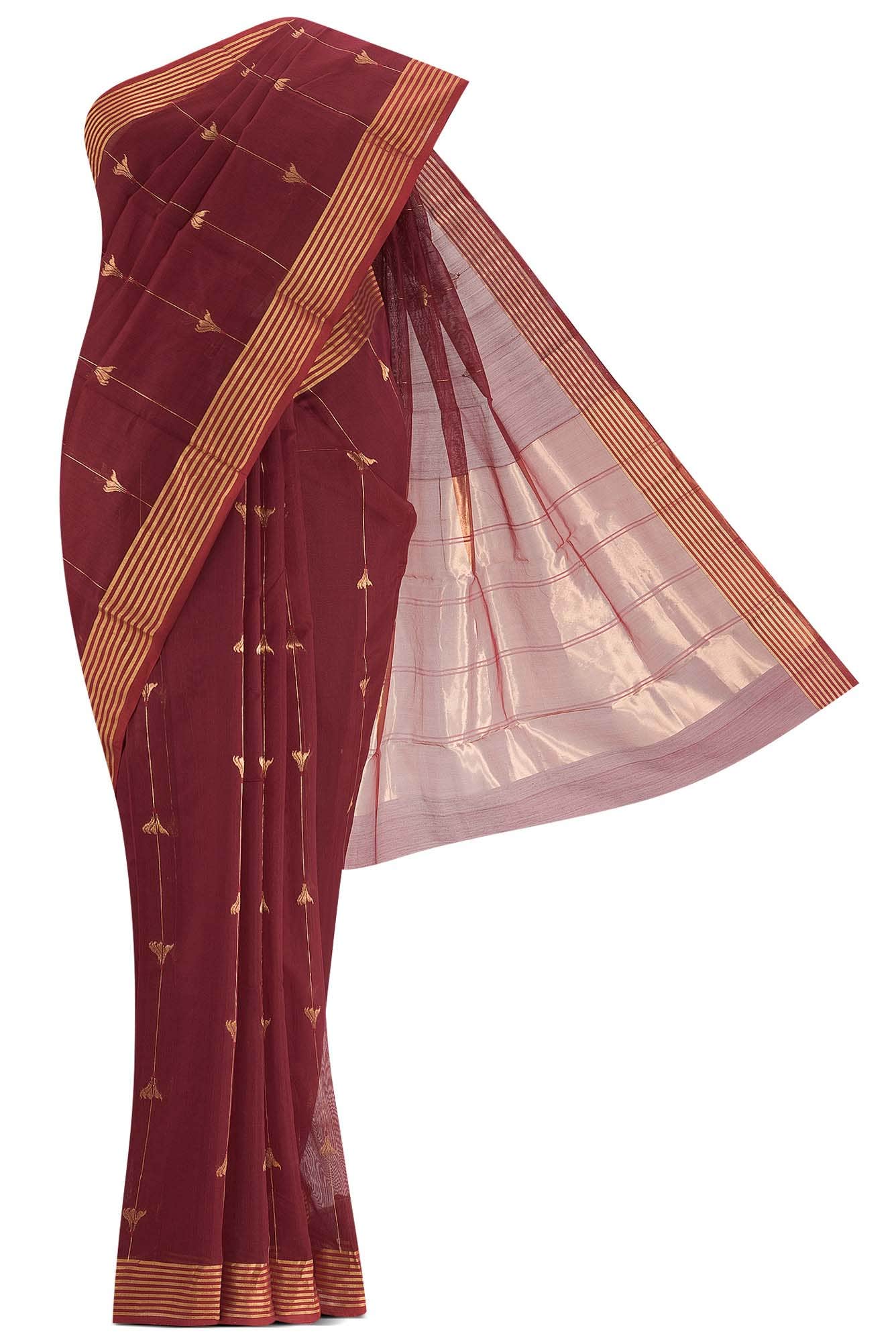 Navya  Maroon Chanderi Silk Cotton Saree