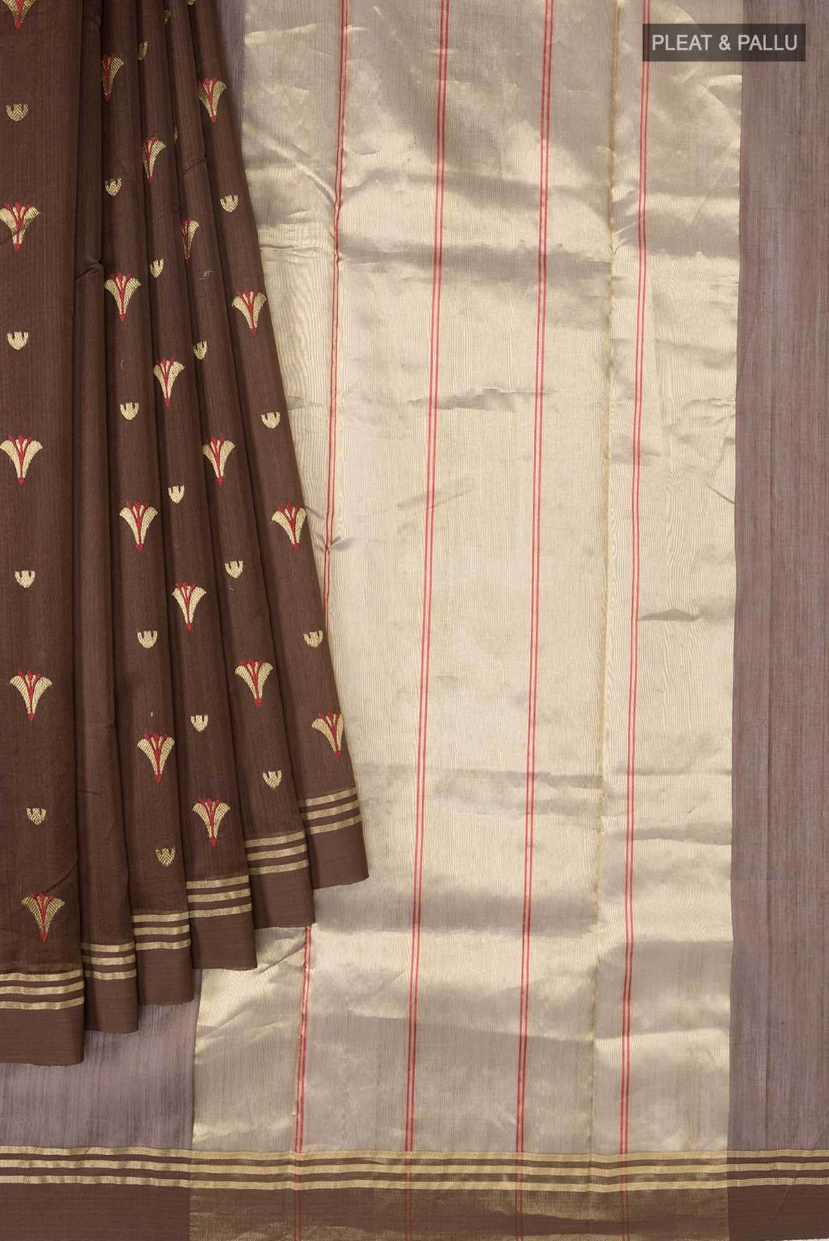 Navya  Coffee Brown Chanderi Silk Cotton Saree
