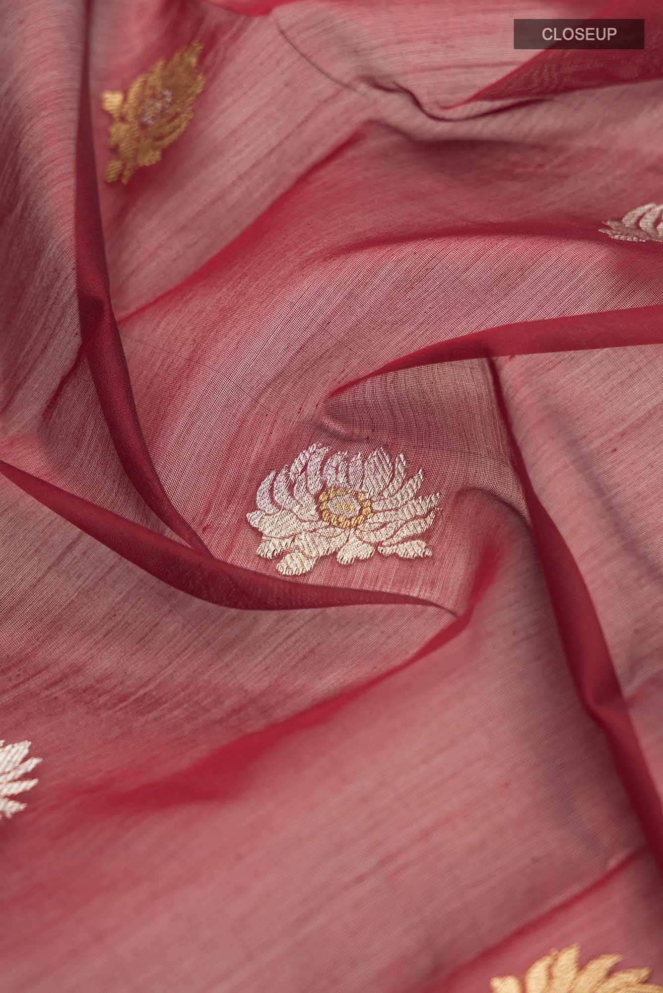 Navya  Maroon Chanderi Silk Cotton Saree