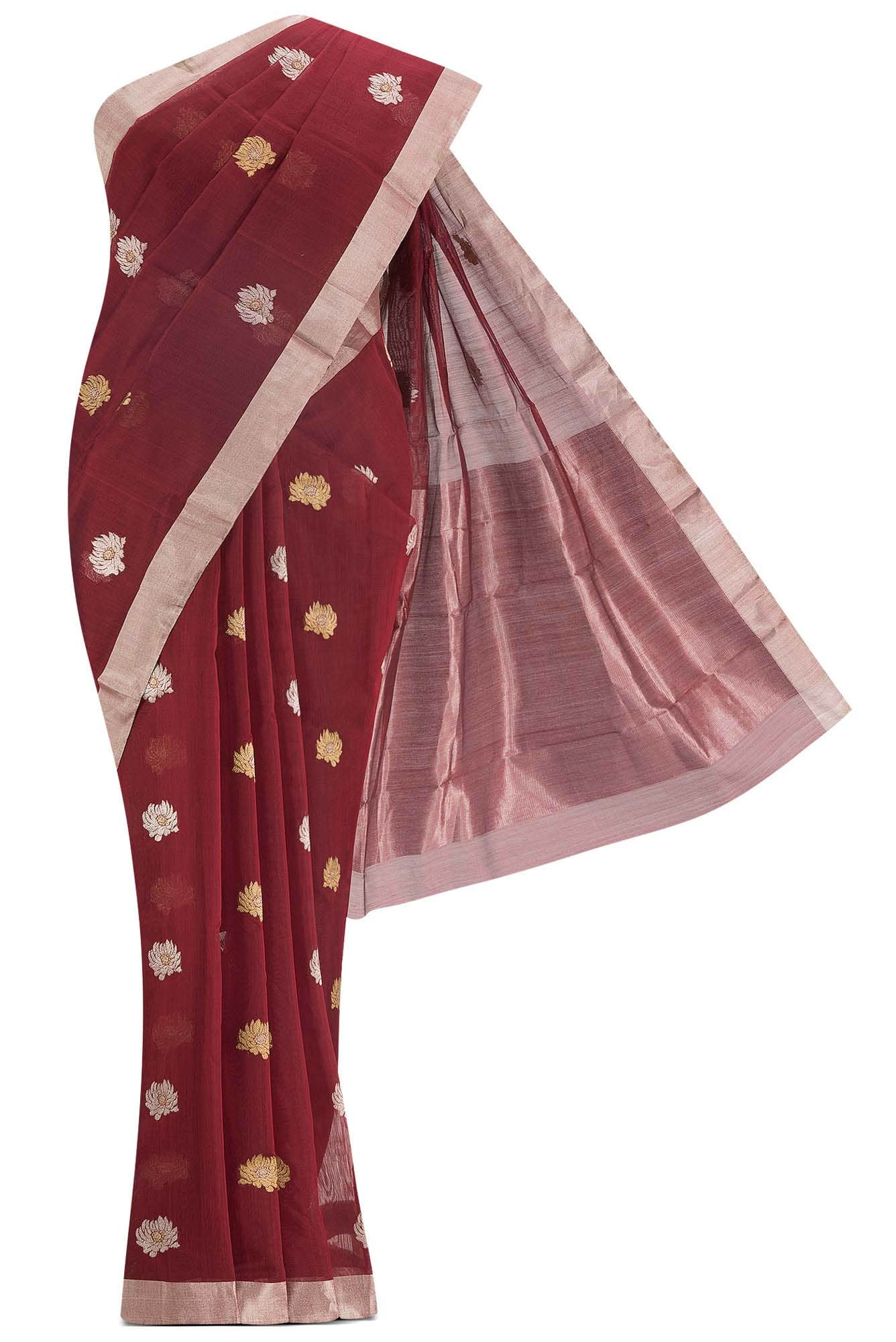 Navya  Maroon Chanderi Silk Cotton Saree