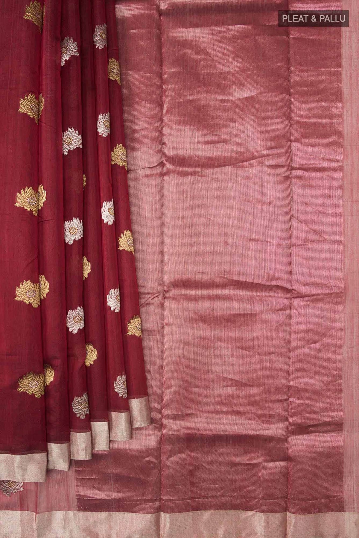 Navya  Maroon Chanderi Silk Cotton Saree