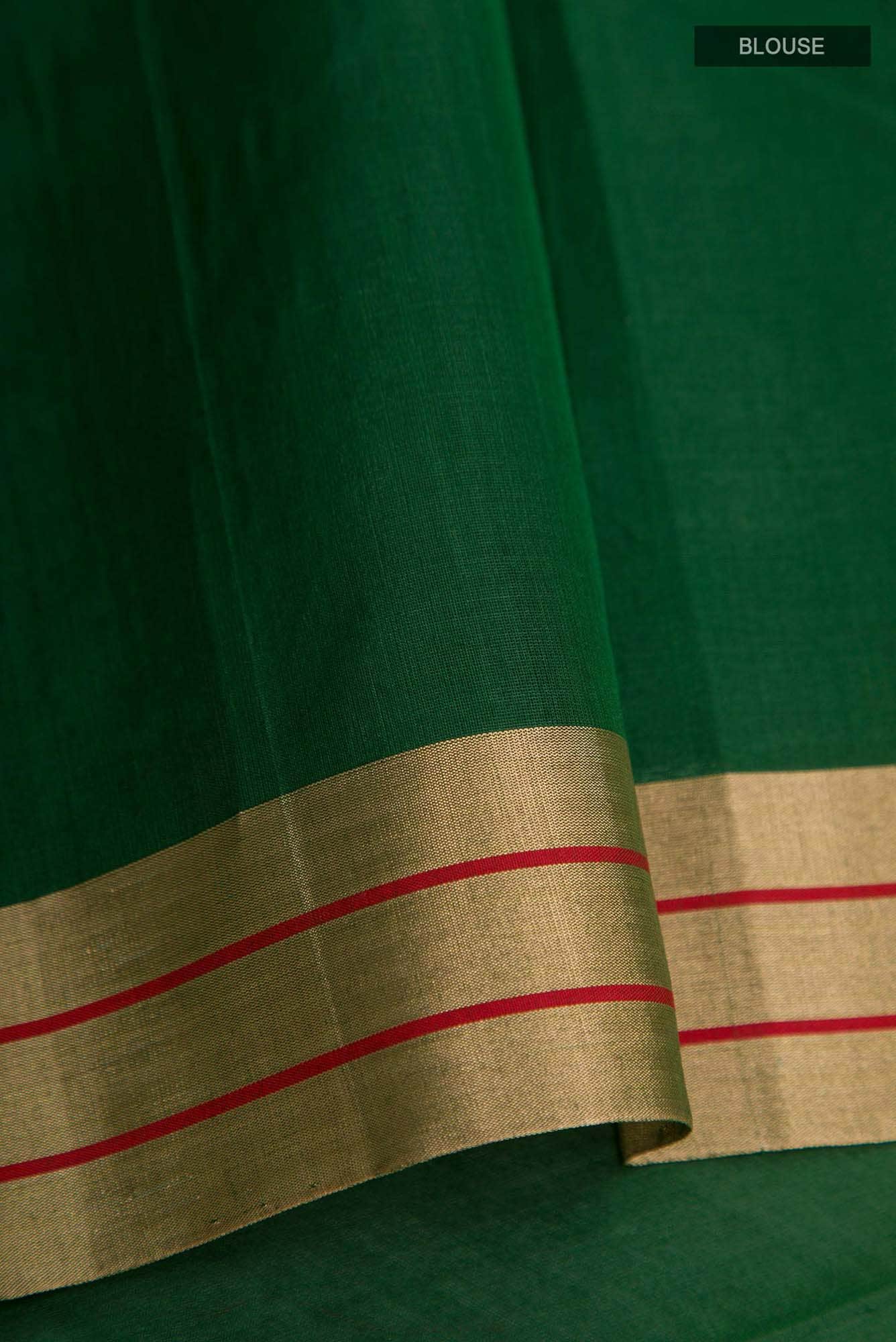 Navya Bottle Green Chanderi Silk Cotton Saree