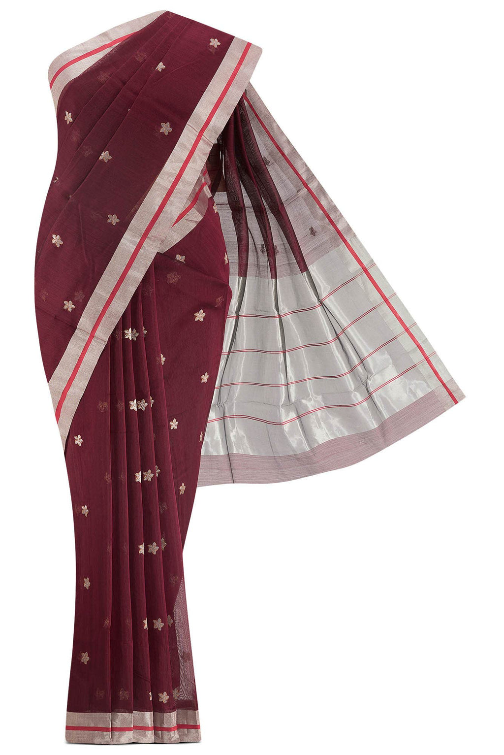 Navya  Maroon Chanderi Silk Cotton Saree