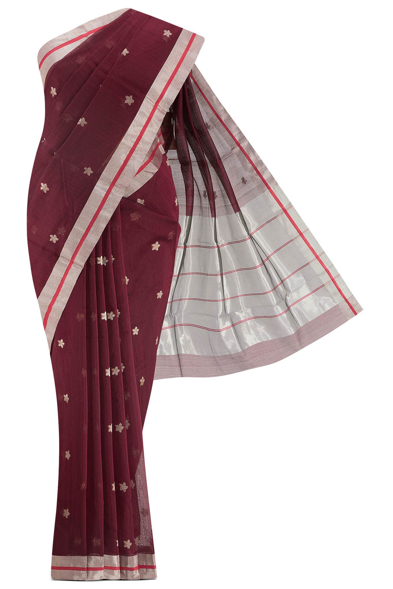 Navya  Maroon Chanderi Silk Cotton Saree