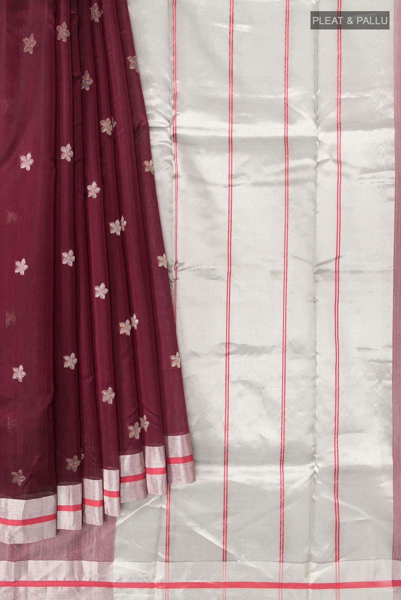 Navya  Maroon Chanderi Silk Cotton Saree