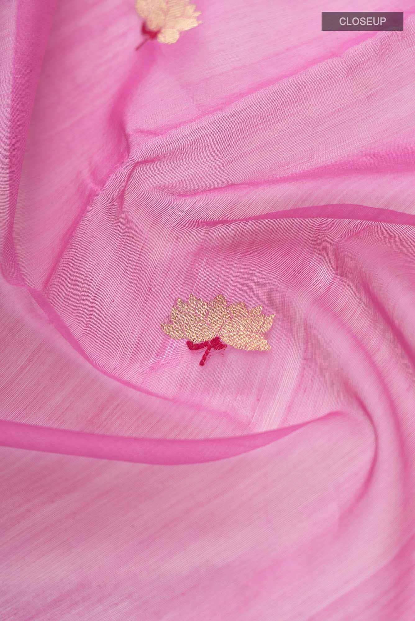 Navya  Pink Chanderi Silk Cotton Saree