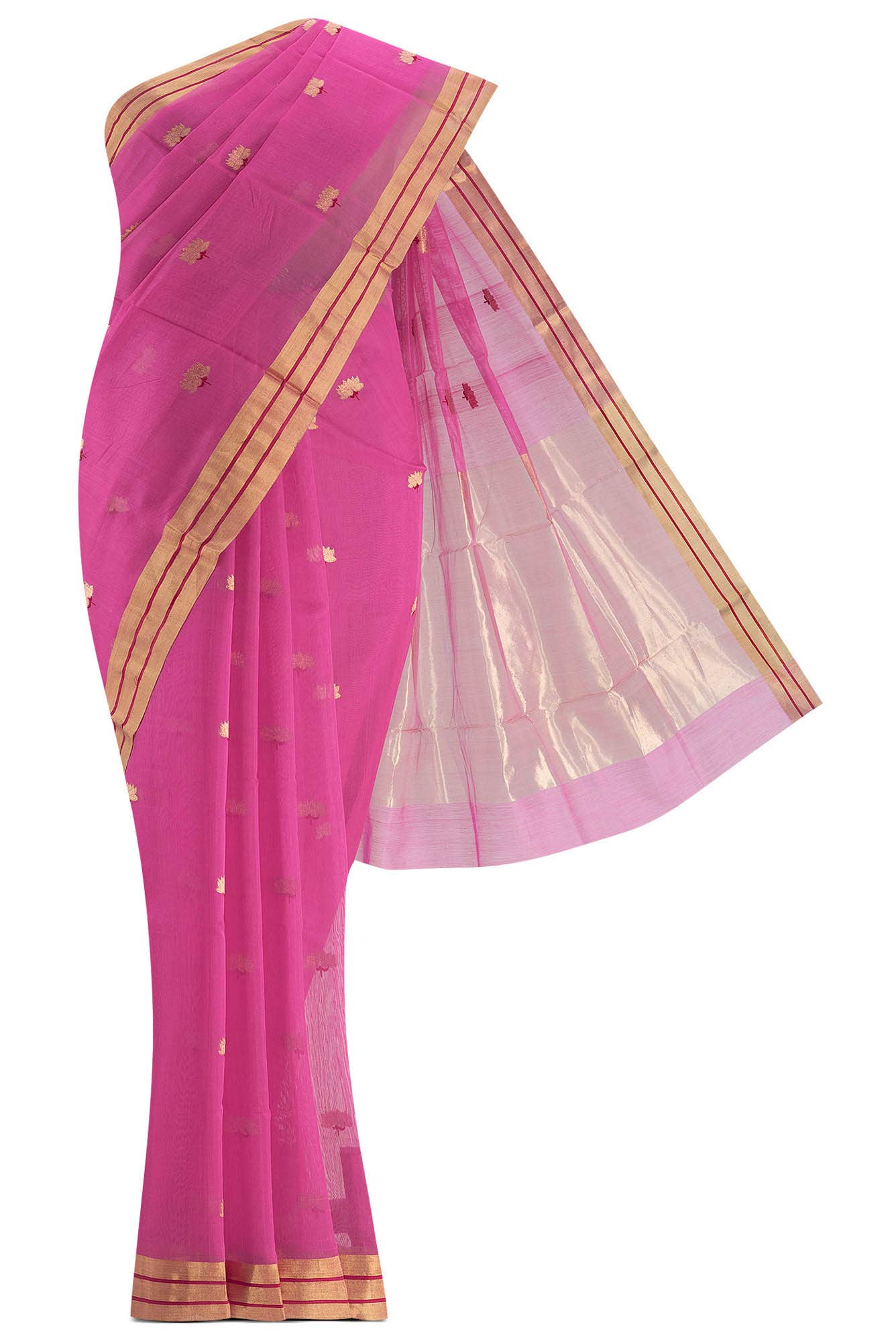 Navya  Pink Chanderi Silk Cotton Saree