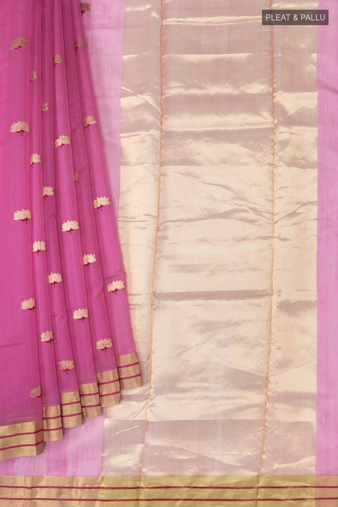 Navya  Pink Chanderi Silk Cotton Saree