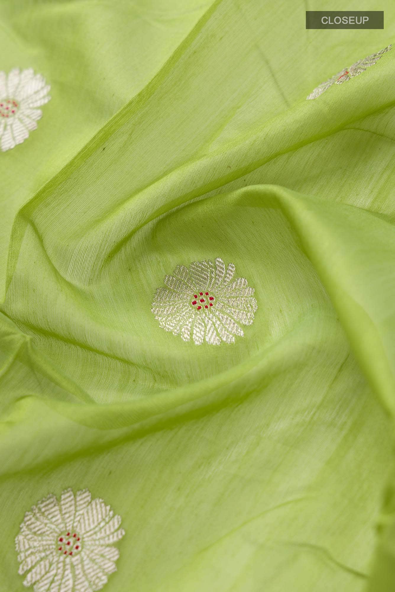 Navya  Green Chanderi Silk Cotton Saree