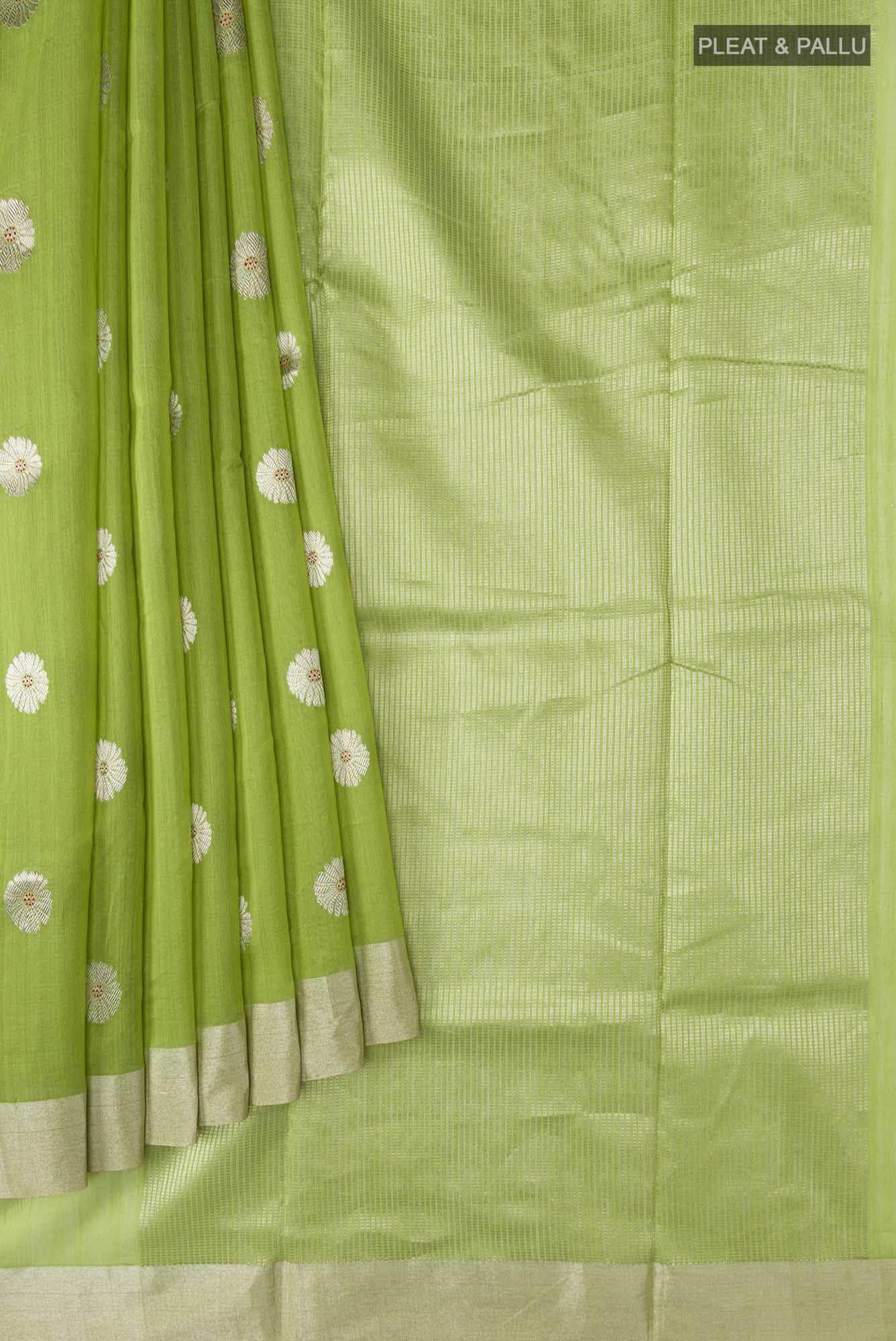 Navya  Green Chanderi Silk Cotton Saree