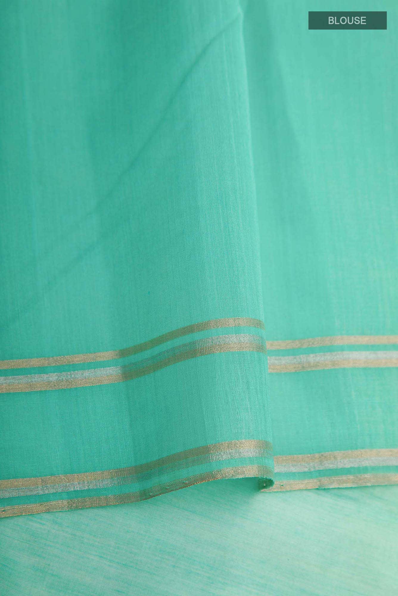 Navya  Teal Chanderi Silk Cotton Saree