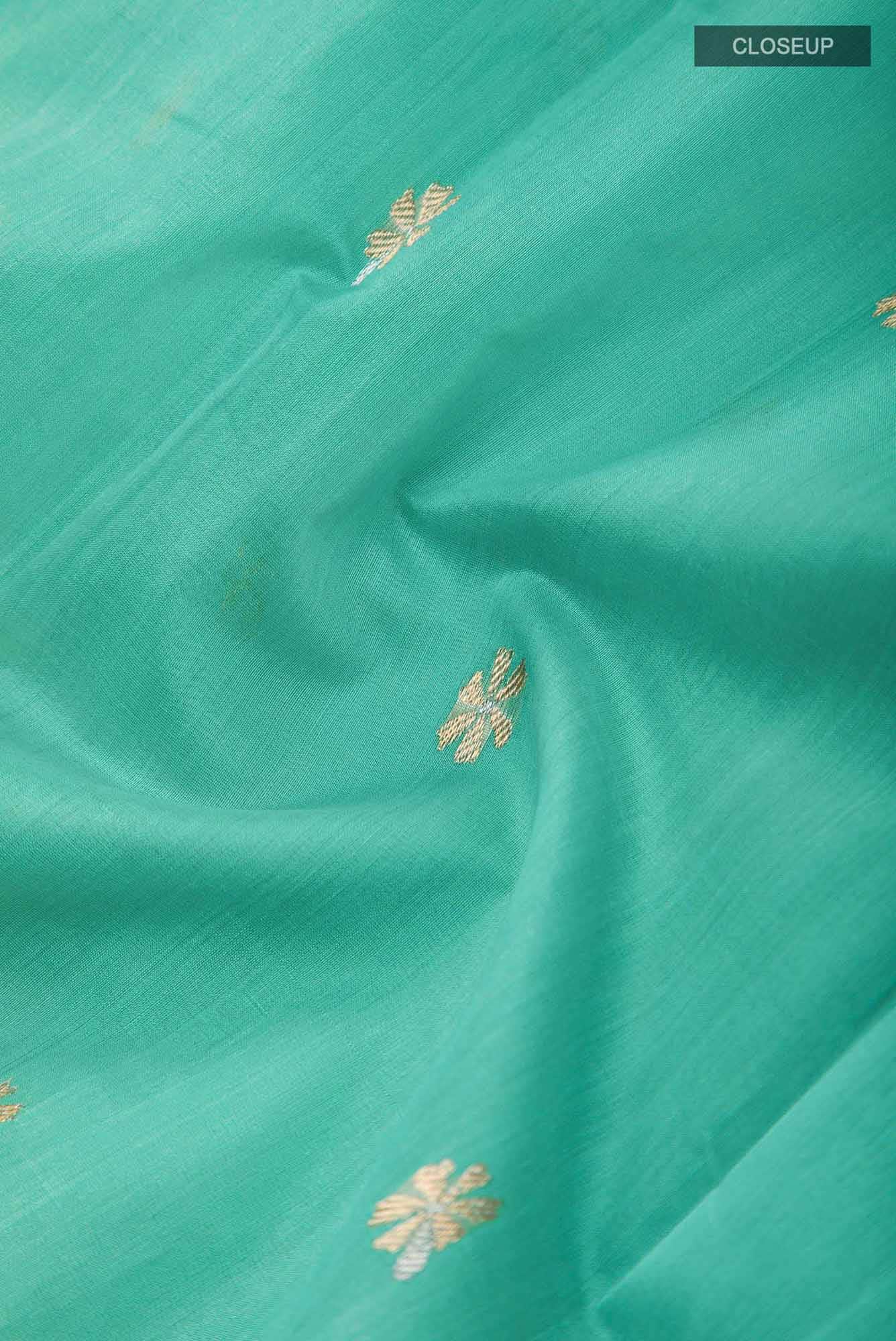Navya  Teal Chanderi Silk Cotton Saree