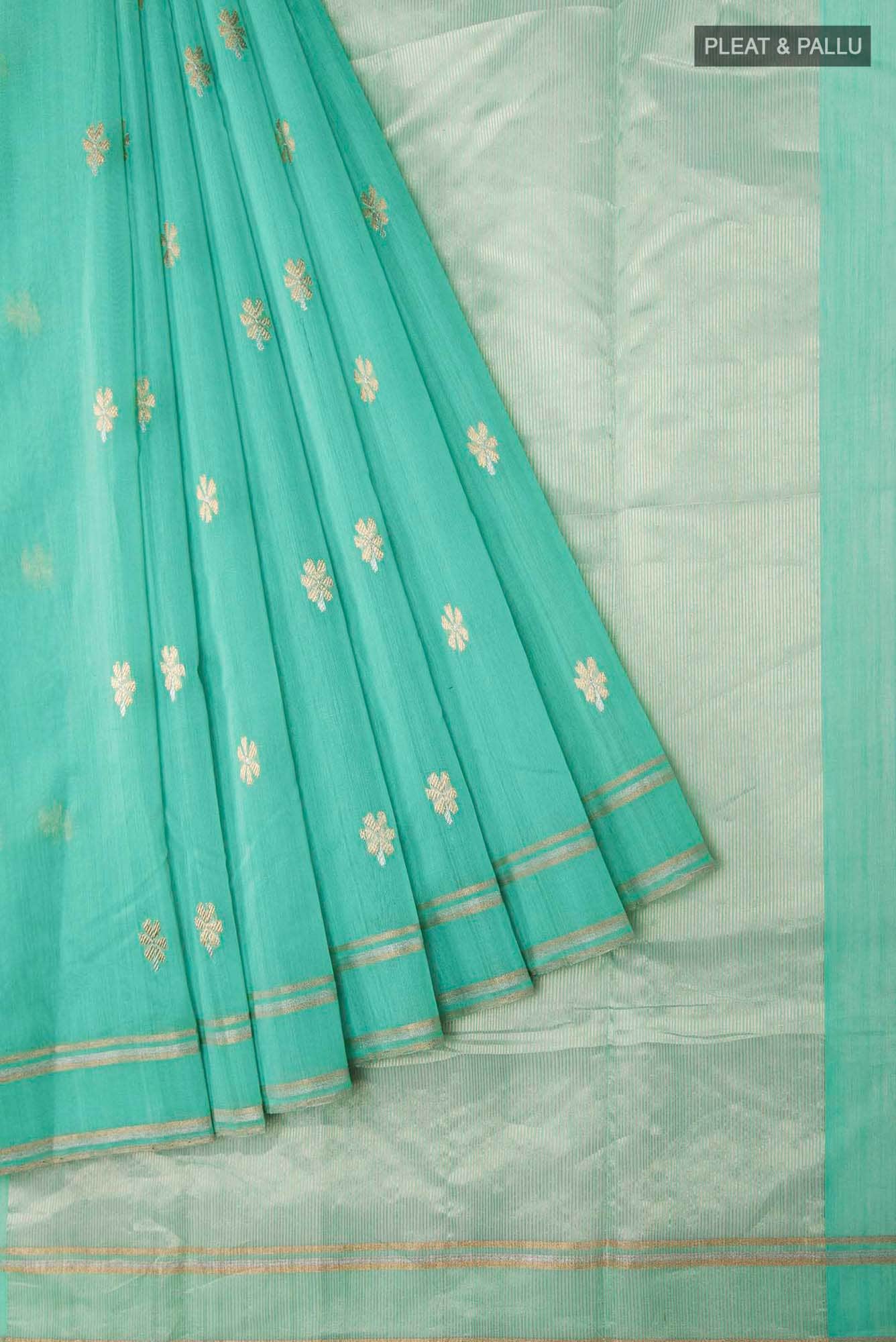 Navya  Teal Chanderi Silk Cotton Saree