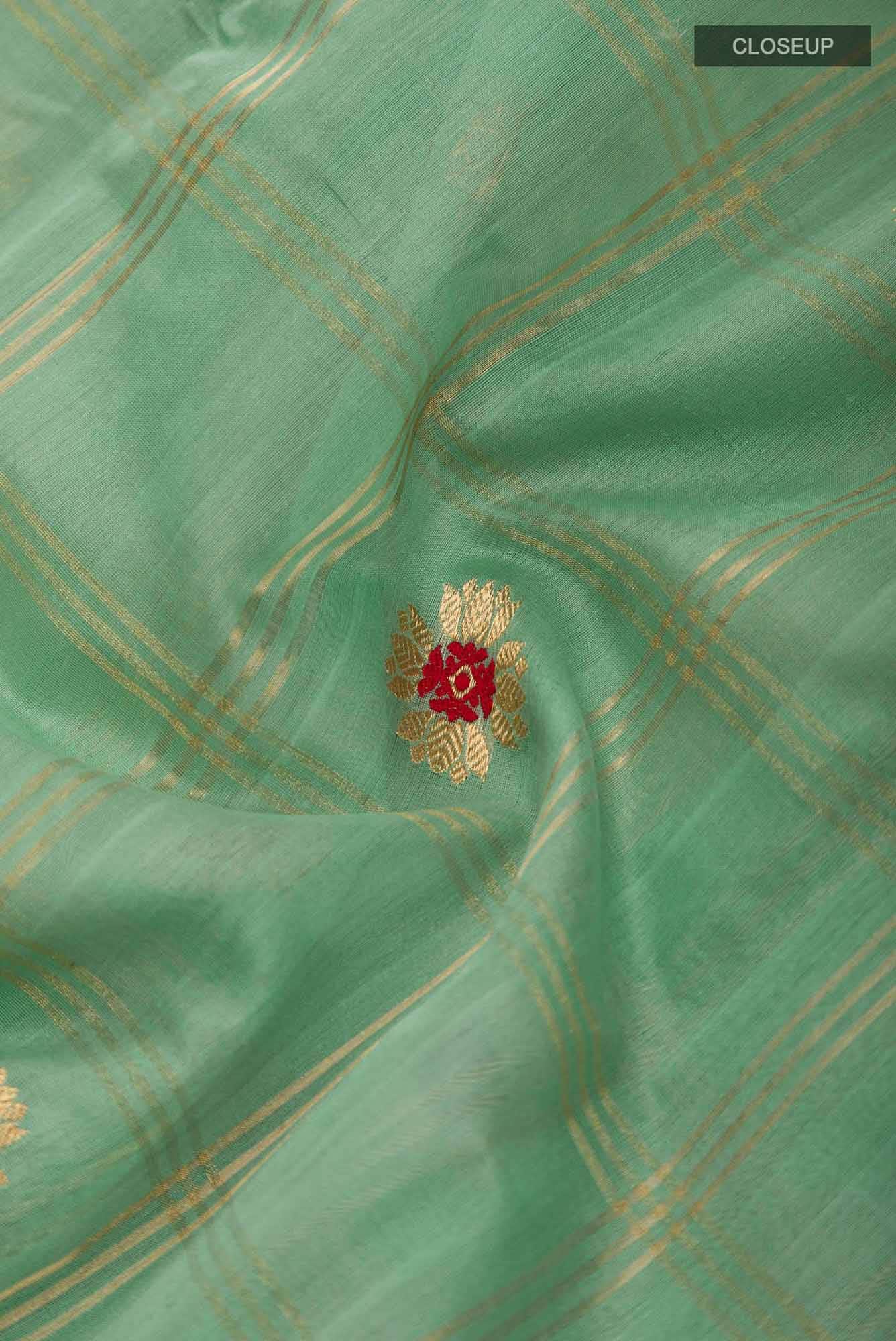 Navya  Green Chanderi Silk Cotton Saree