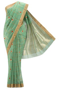 Navya  Green Chanderi Silk Cotton Saree