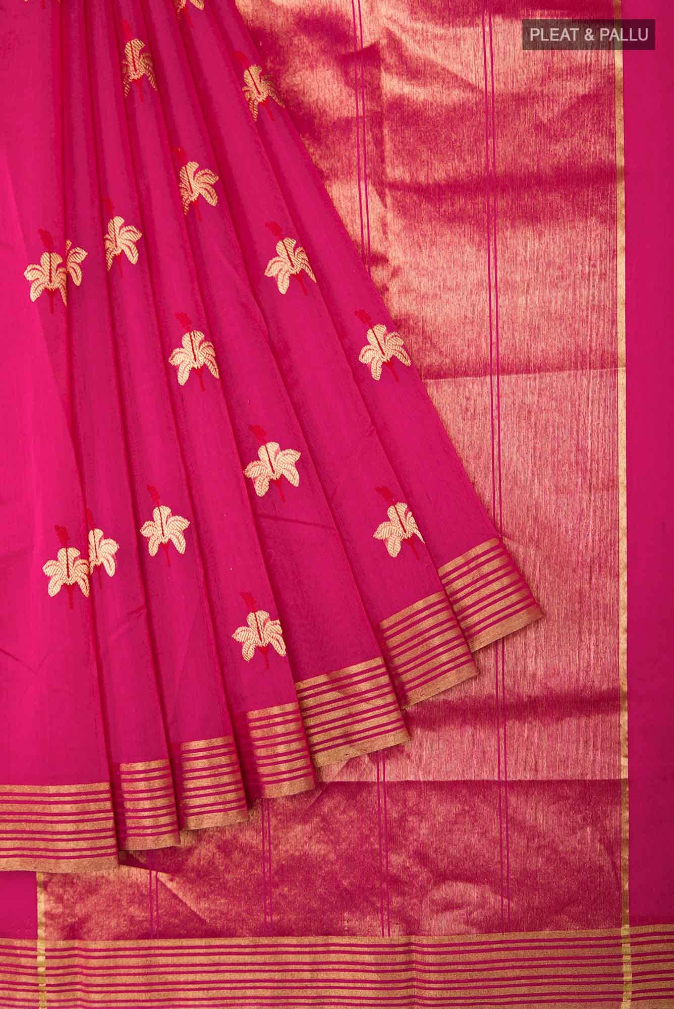 Navya  Pink Chanderi Silk Cotton Saree