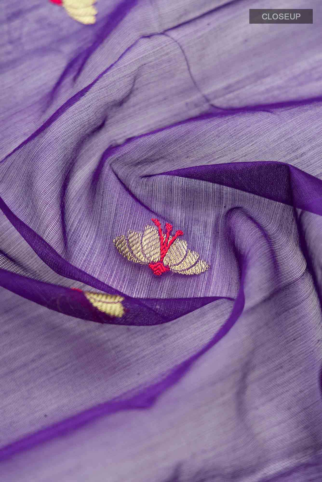 Navya  Blue Chanderi Silk Cotton Saree