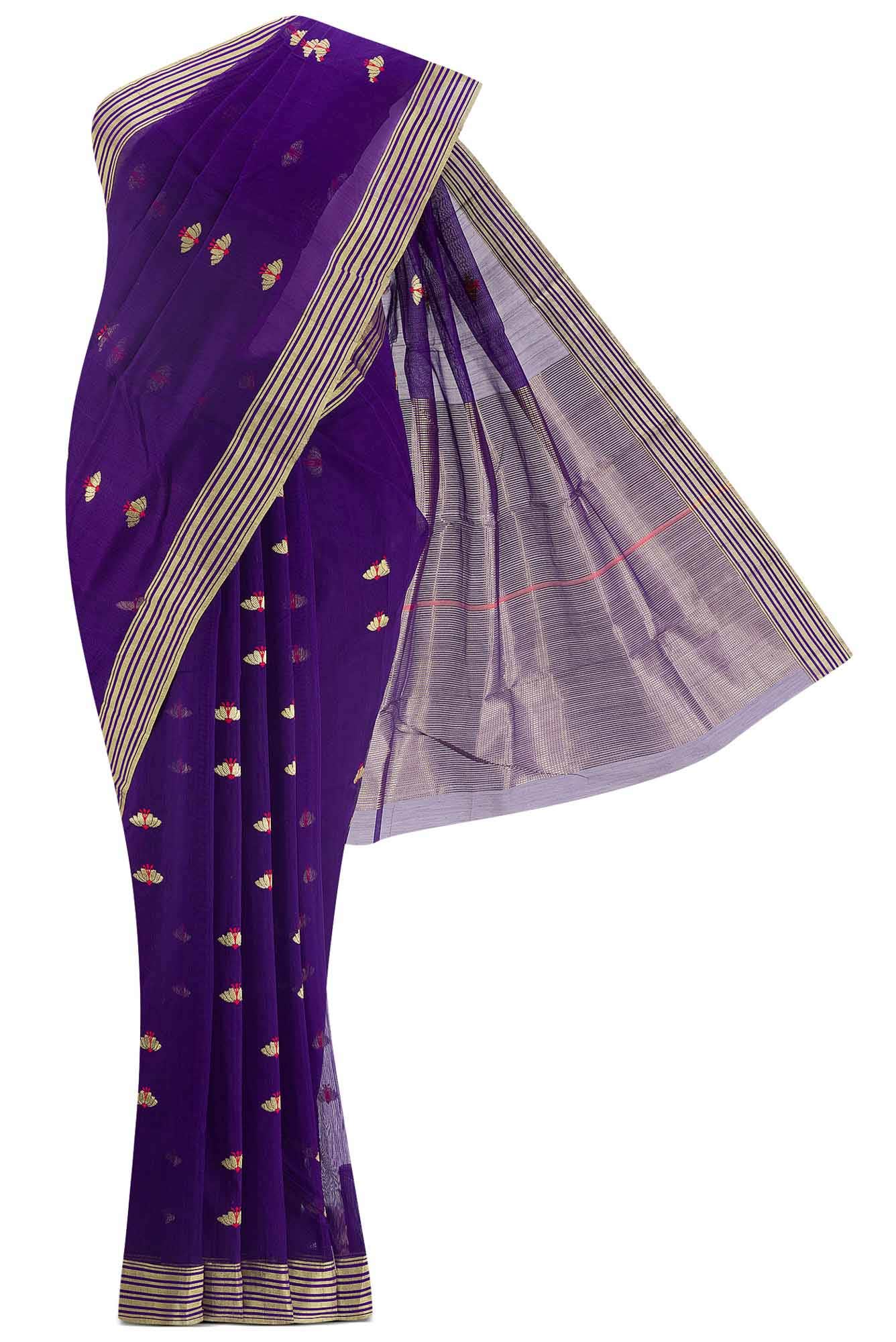 Navya  Blue Chanderi Silk Cotton Saree