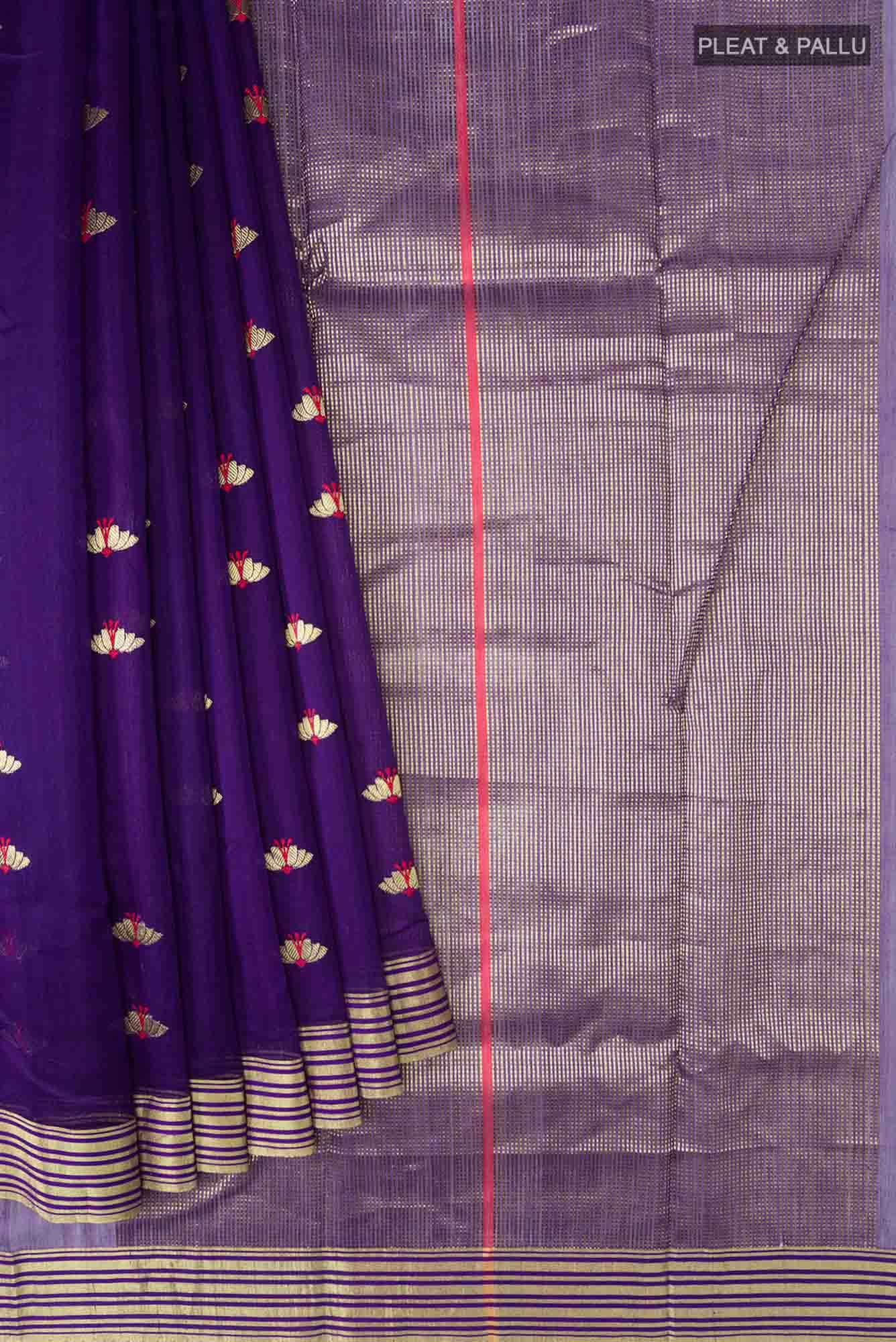 Navya  Blue Chanderi Silk Cotton Saree