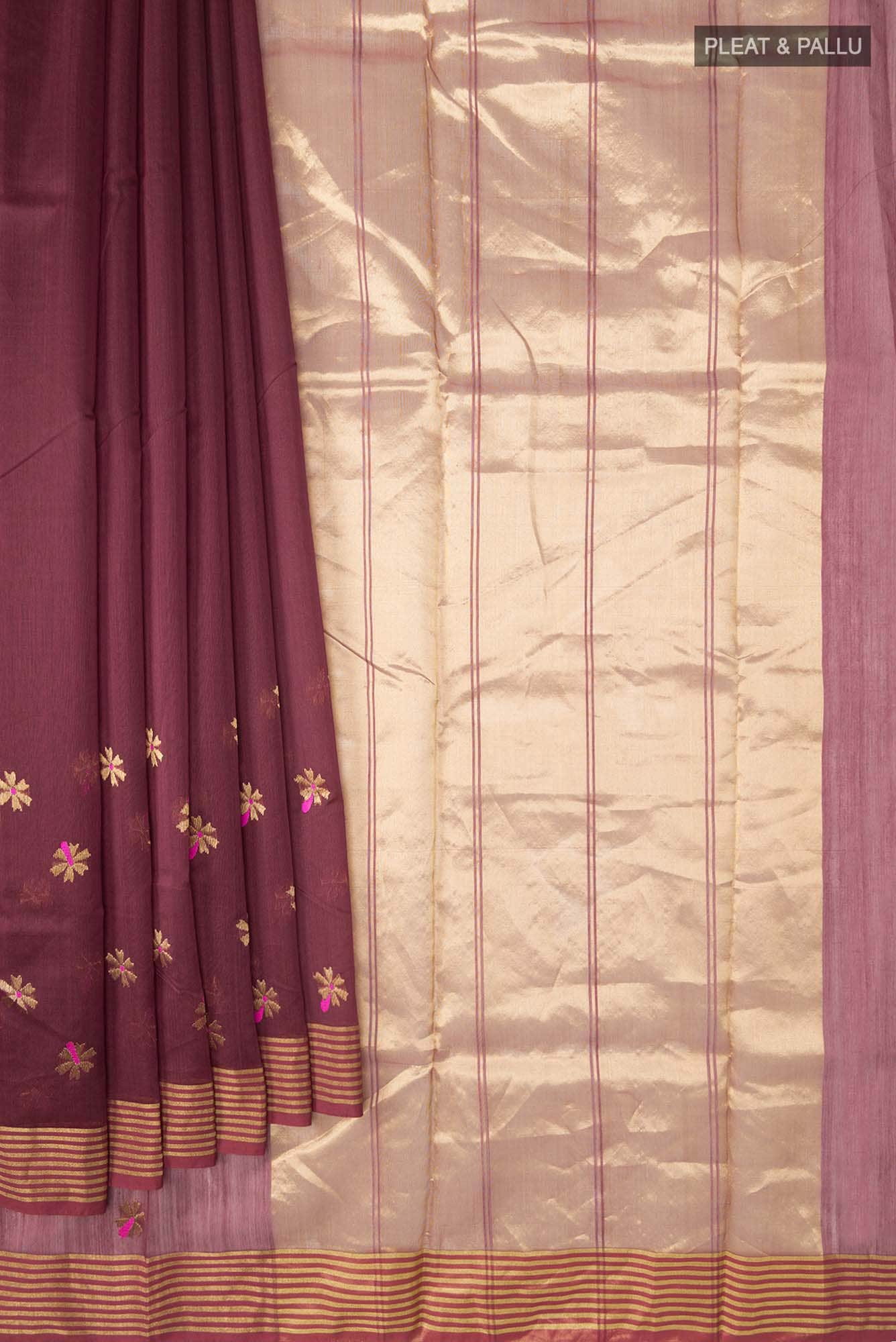 Navya  Maroon Chanderi Silk Cotton Saree