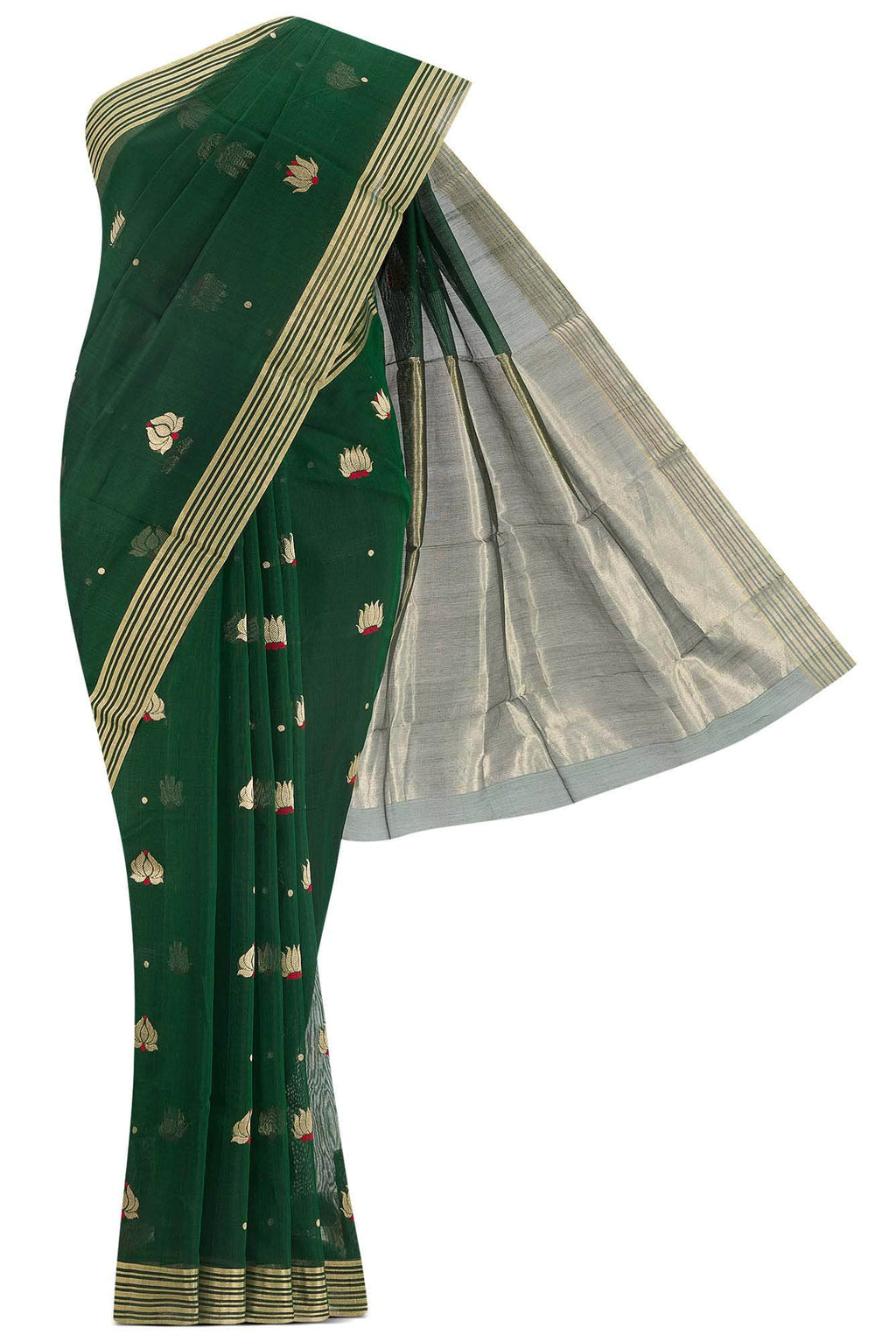 Navya  Green Chanderi Silk Cotton Saree