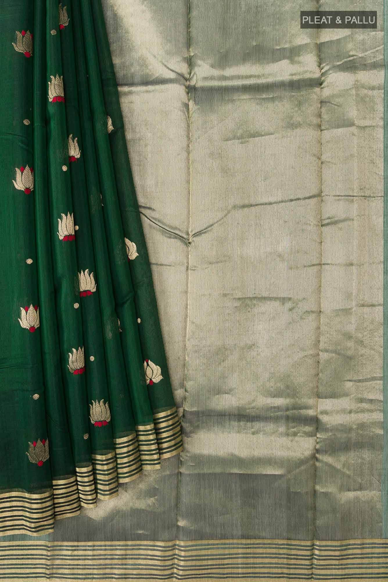 Navya  Green Chanderi Silk Cotton Saree