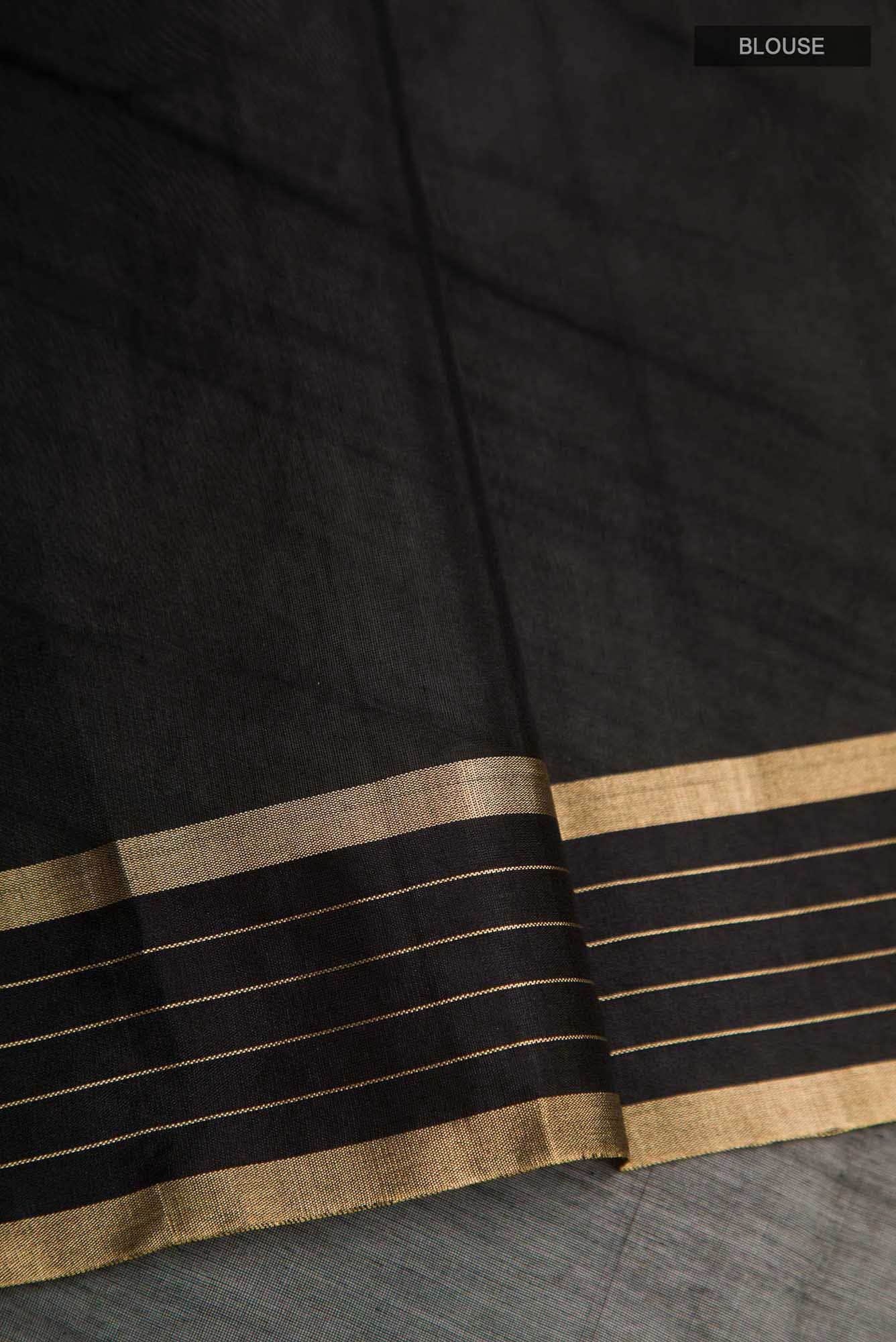 Navya  Black Chanderi Silk Cotton Saree
