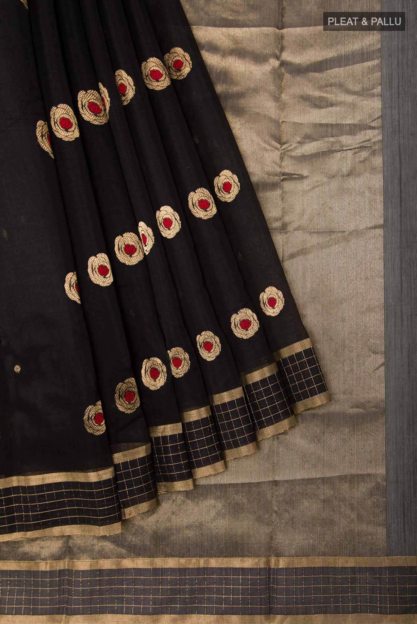 Navya  Black Chanderi Silk Cotton Saree