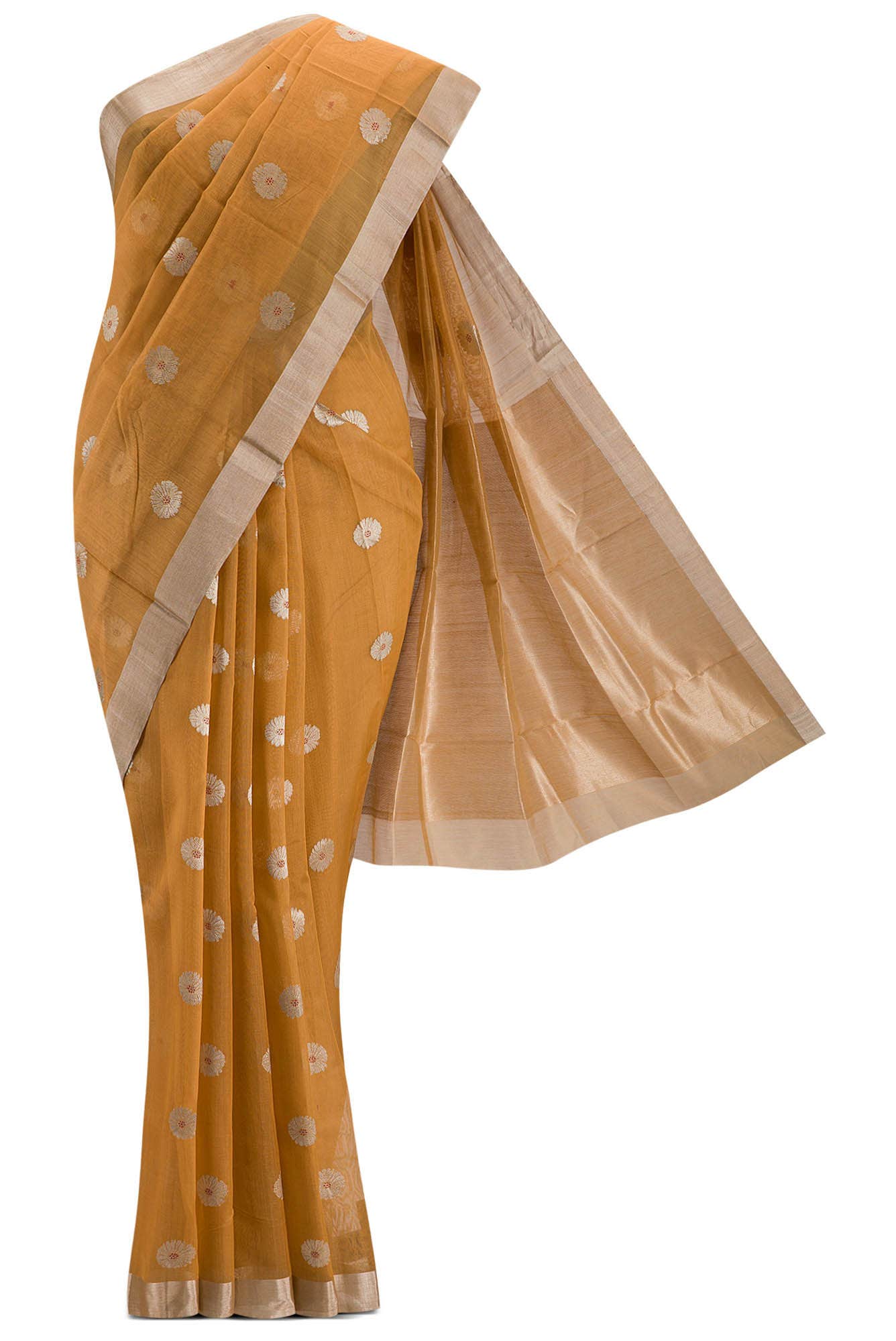 Navya  Cinnamon Chanderi Silk Cotton Saree