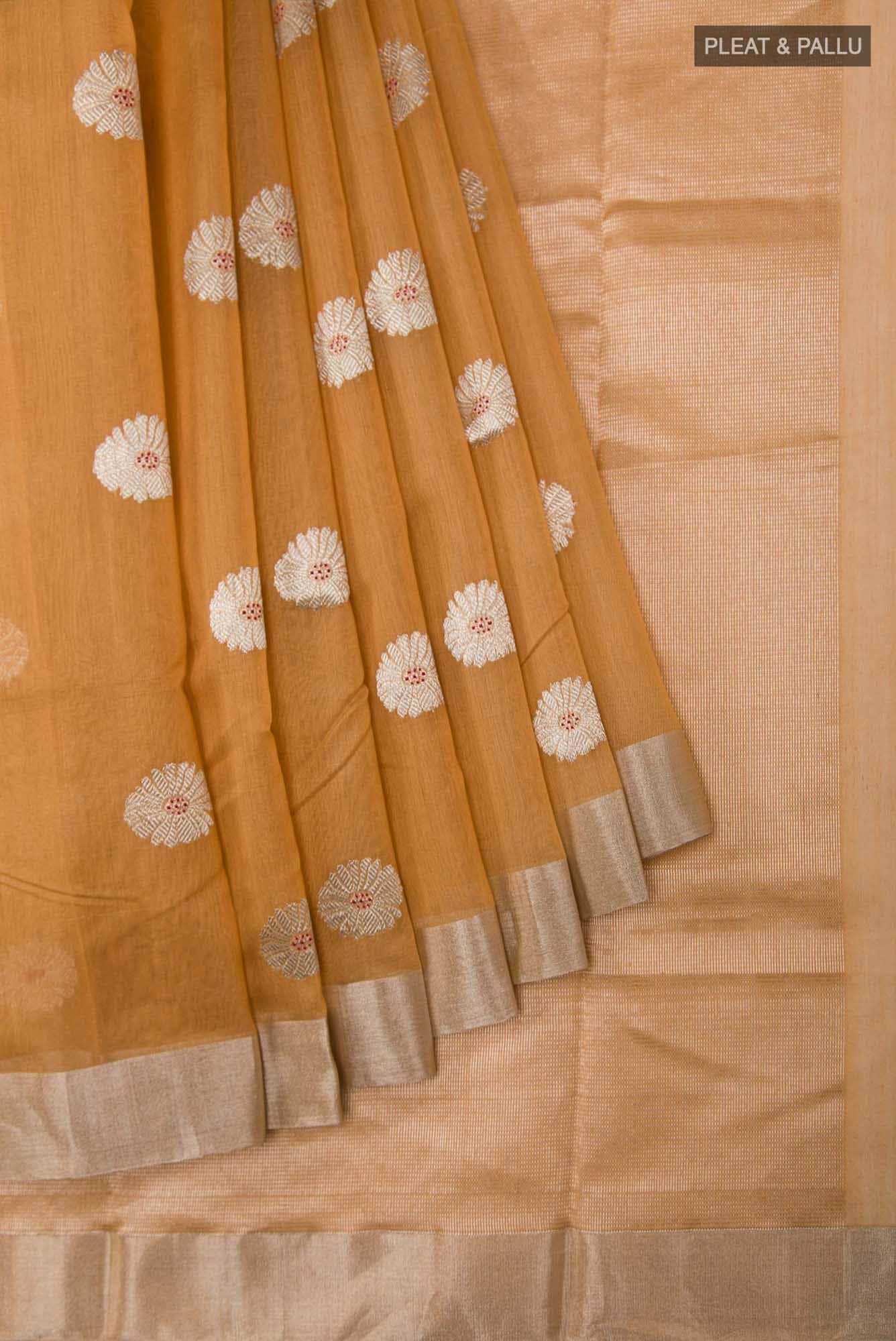 Navya  Cinnamon Chanderi Silk Cotton Saree