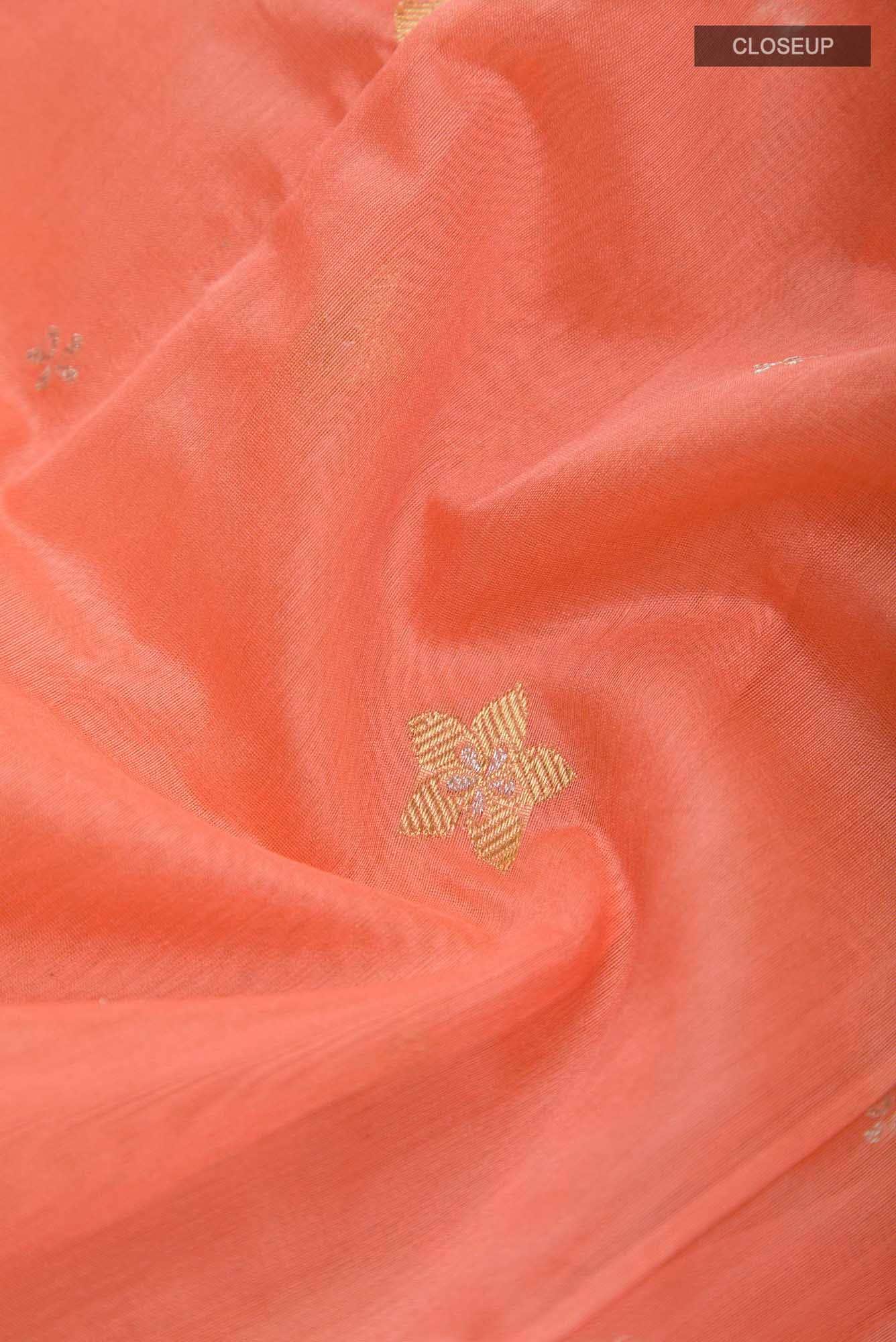 Navya  Peach Chanderi Silk Cotton Saree