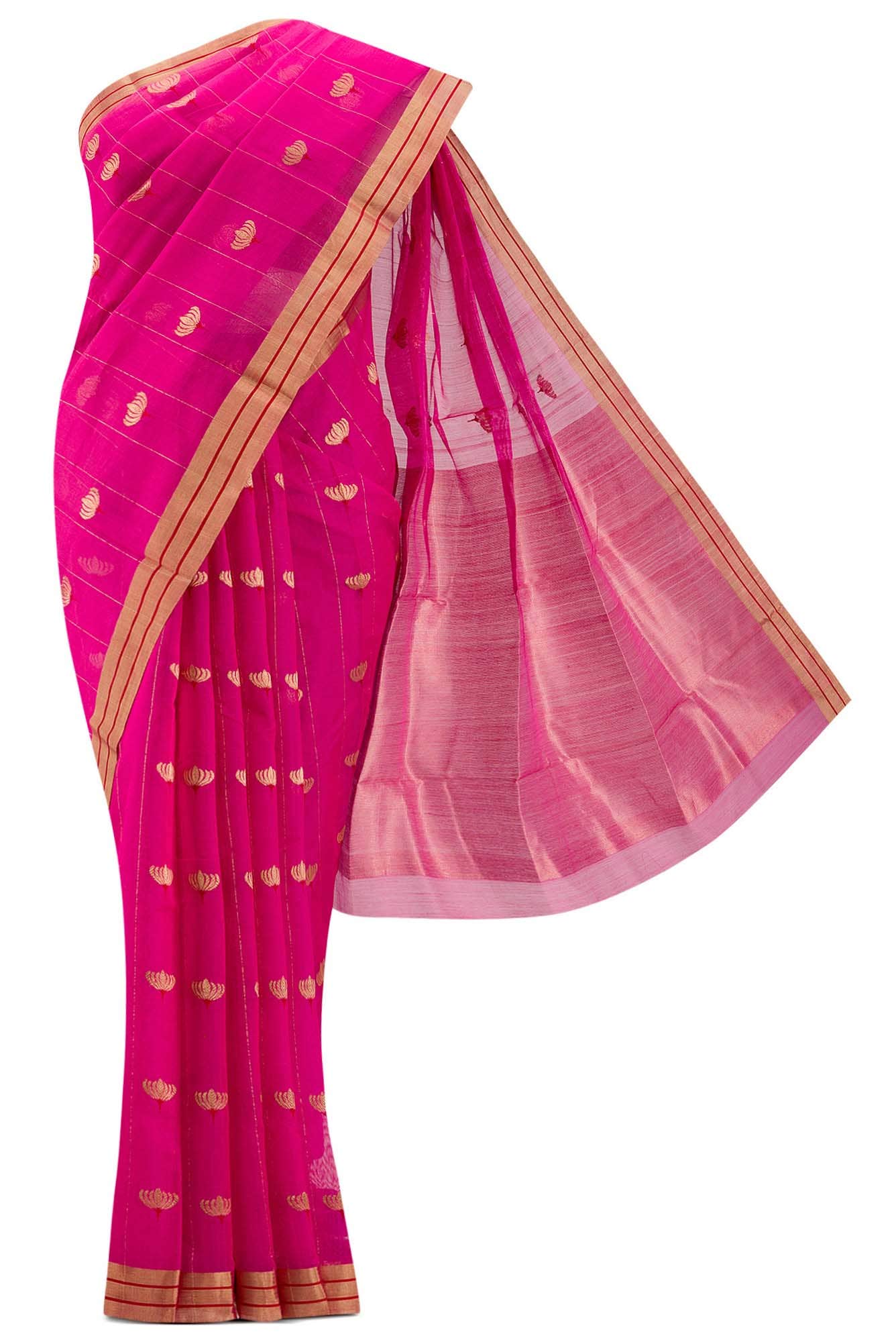 Navya  Pink Chanderi Silk Cotton Saree