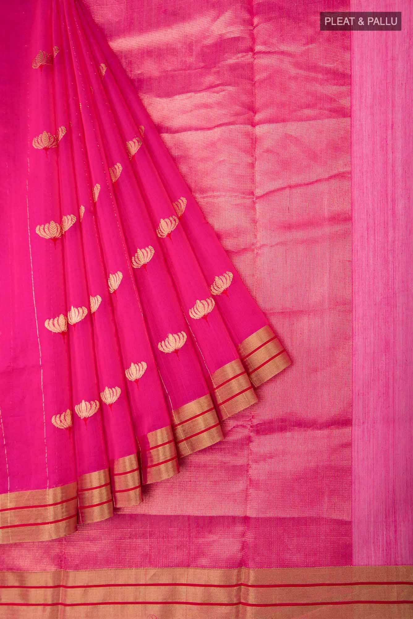 Navya  Pink Chanderi Silk Cotton Saree