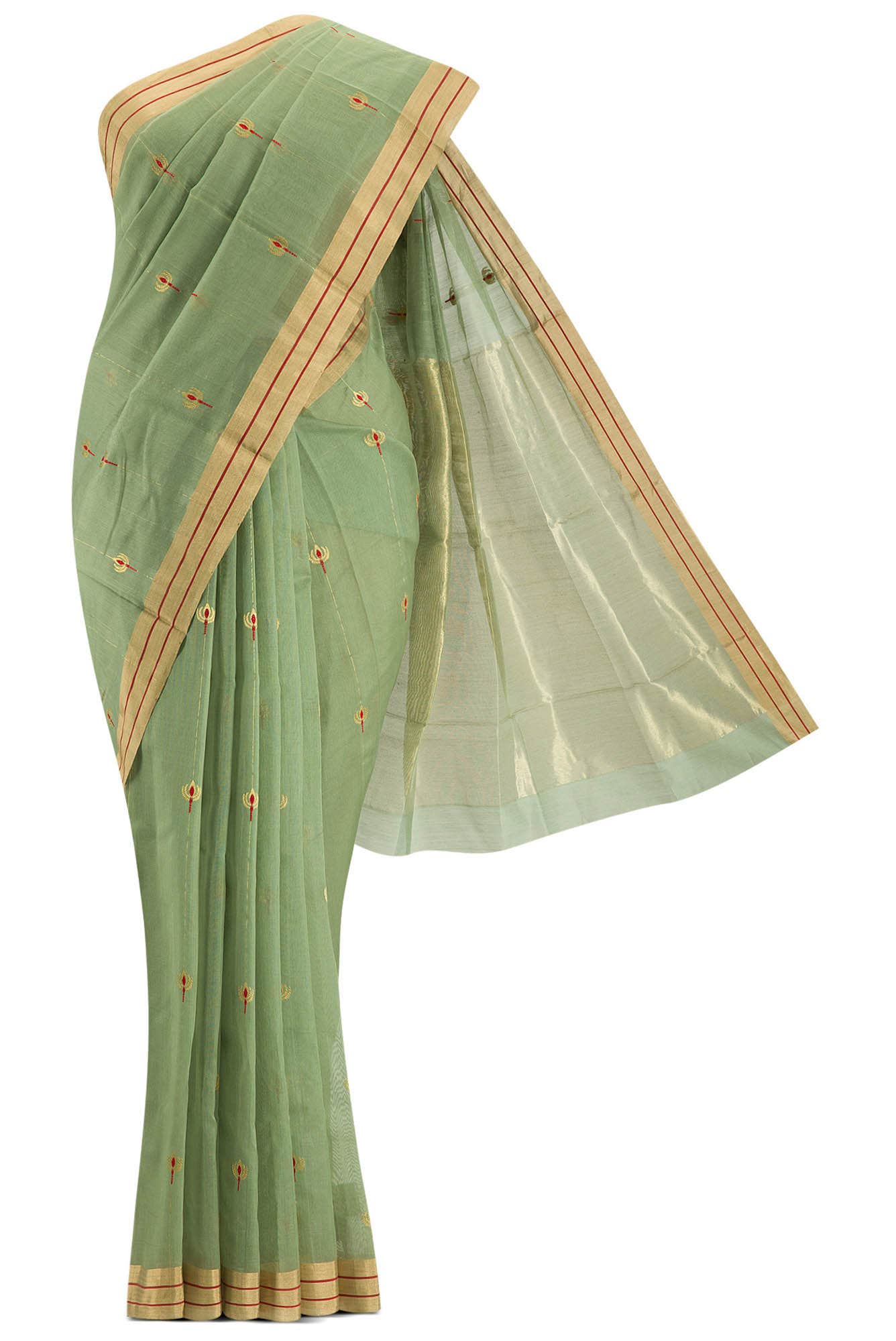 Navya  Green Chanderi Silk Cotton Saree