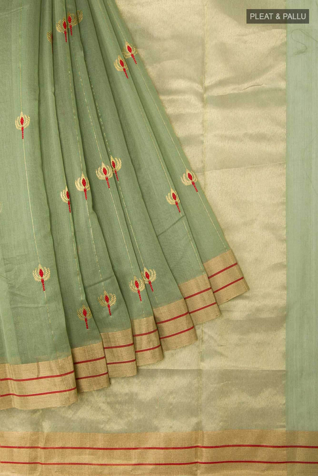 Navya  Green Chanderi Silk Cotton Saree