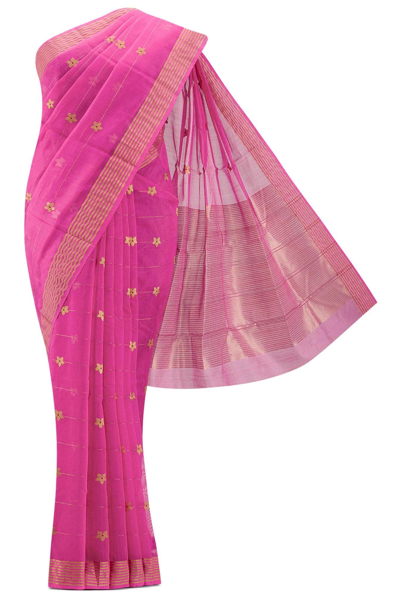 Navya  Pink Chanderi Silk Cotton Saree