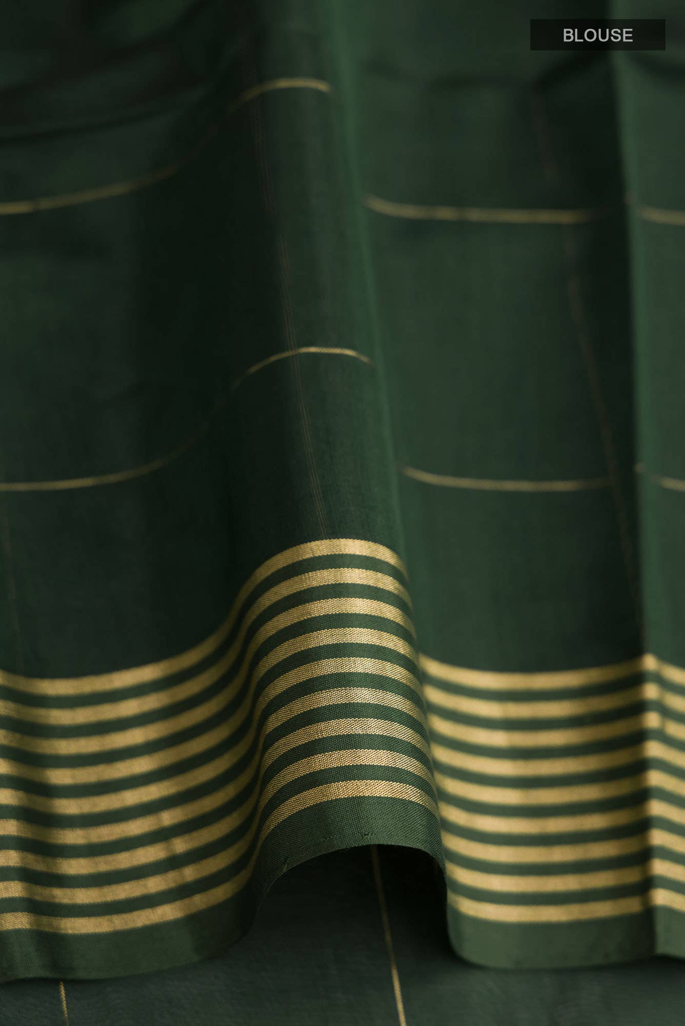 Navya  Bottle Green Chanderi Silk Cotton Saree